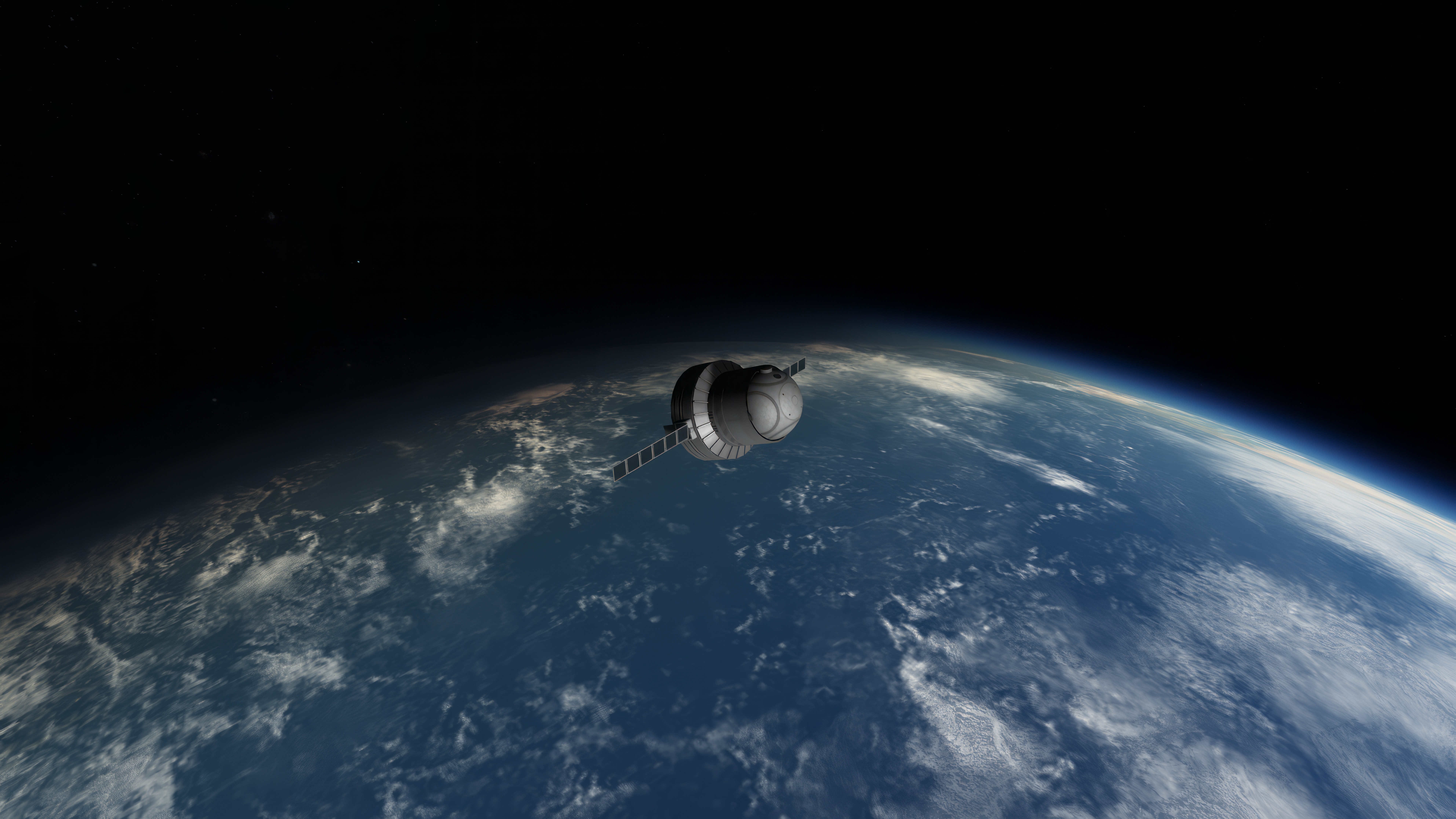 4K Kerbal Space Program satellite orbiting Earth HD Wallpaper