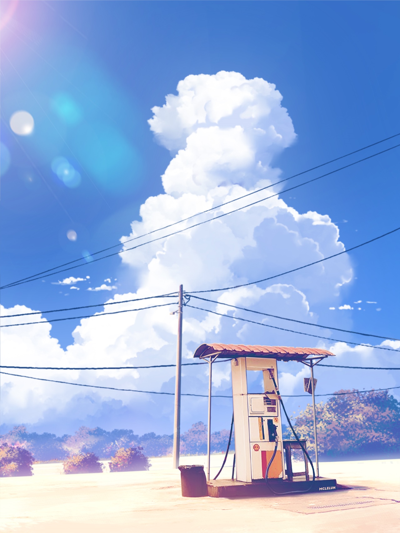 Gas pump under a cloudy sky HD Phone Wallpaper