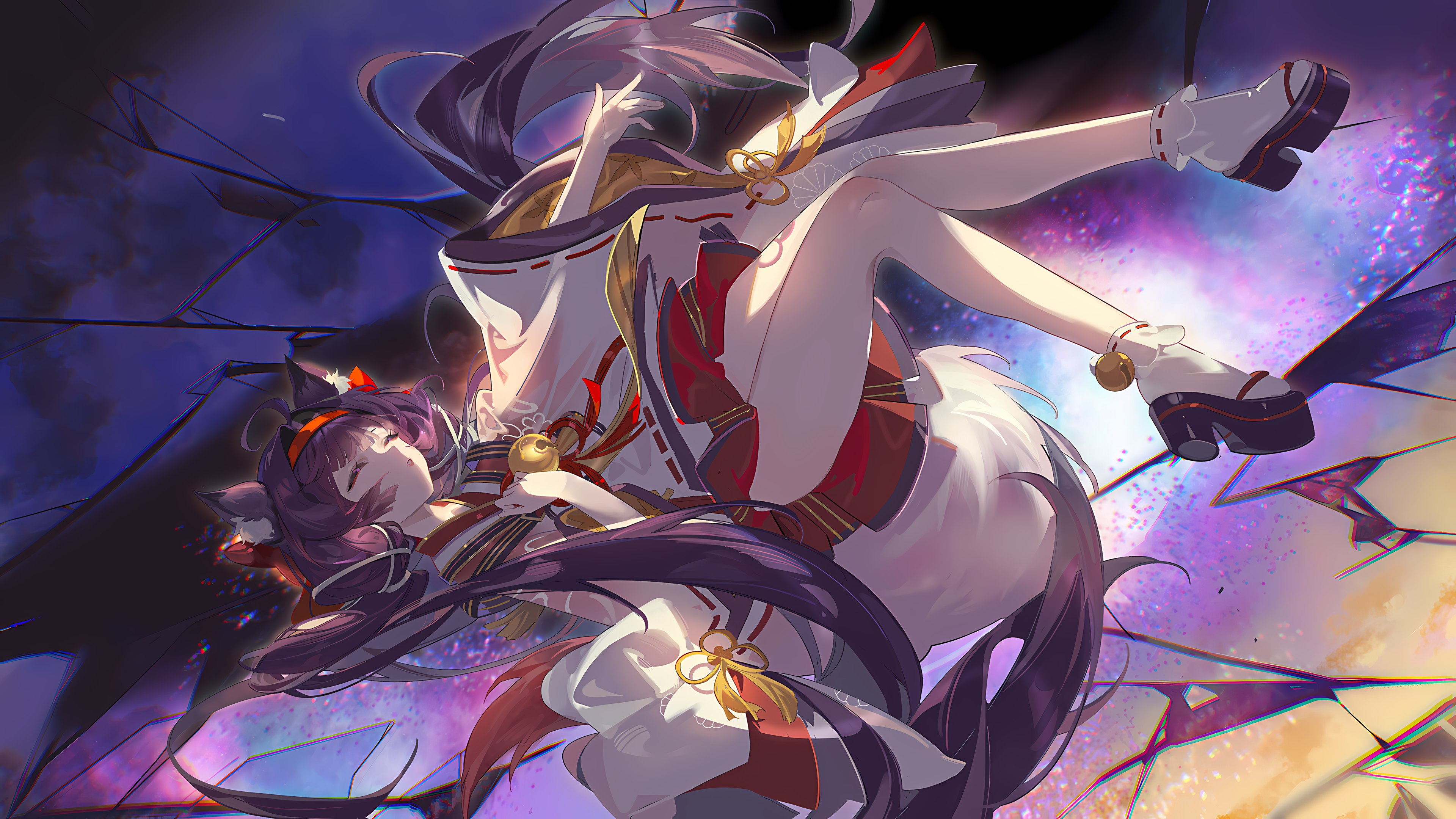 4K Fox Girl with Bell and Fox Ears HD Wallpaper