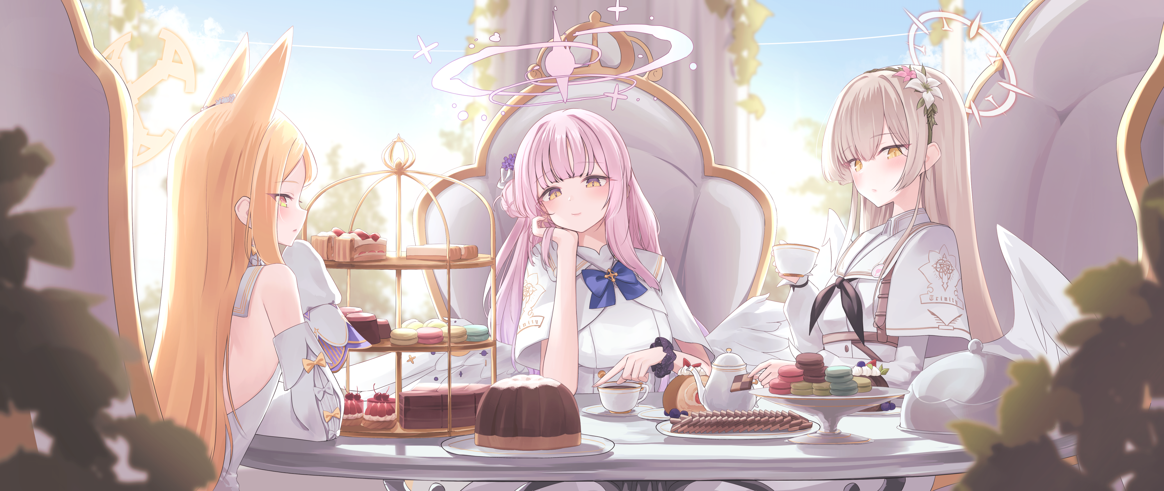Blue Archive: Yurizono Seia, Misono Mika, Kirifuji Nagisa Tea Party HD Wallpaper