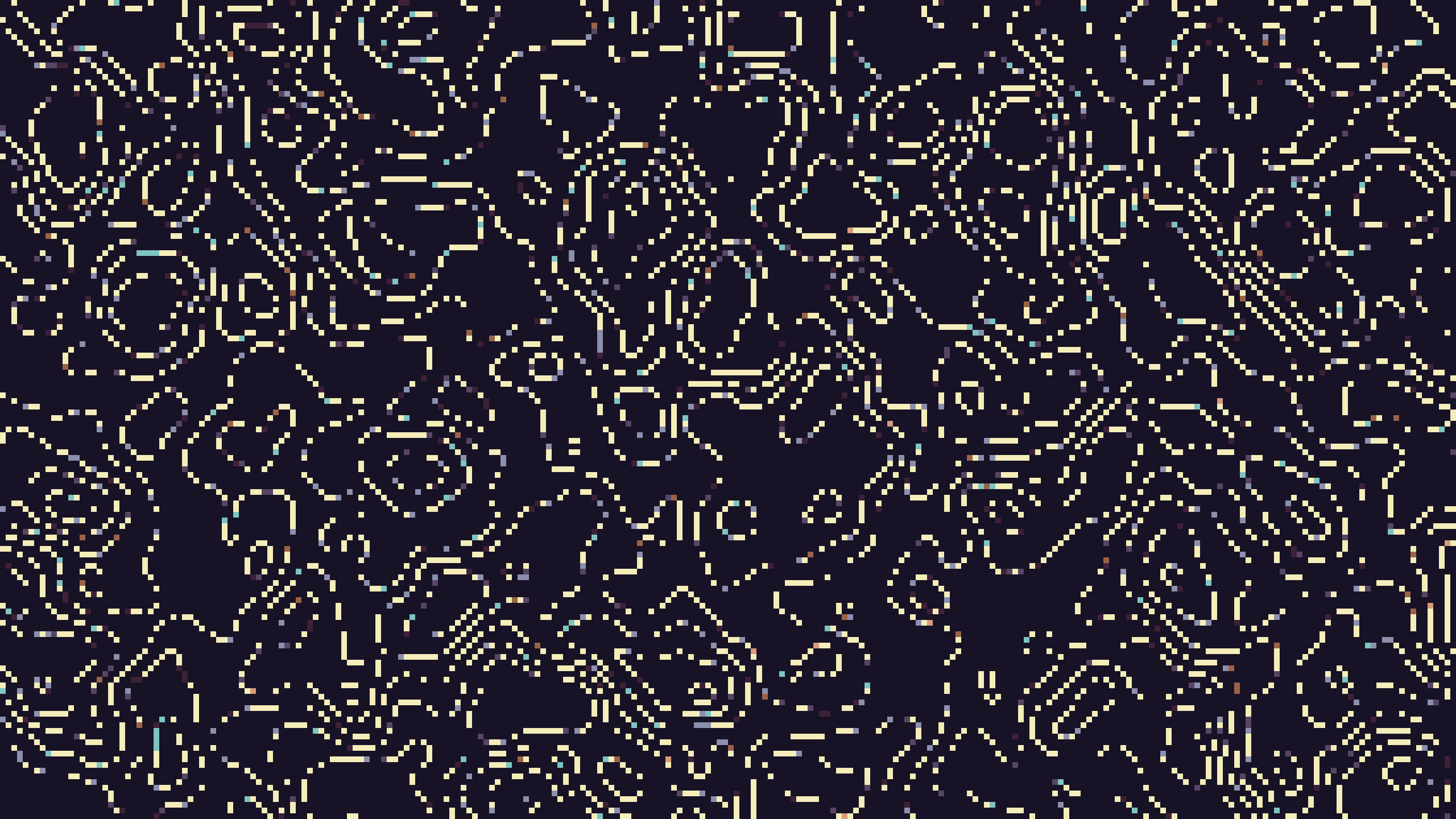 Pixel art abstract topography with blue and yellow lines HD Wallpaper