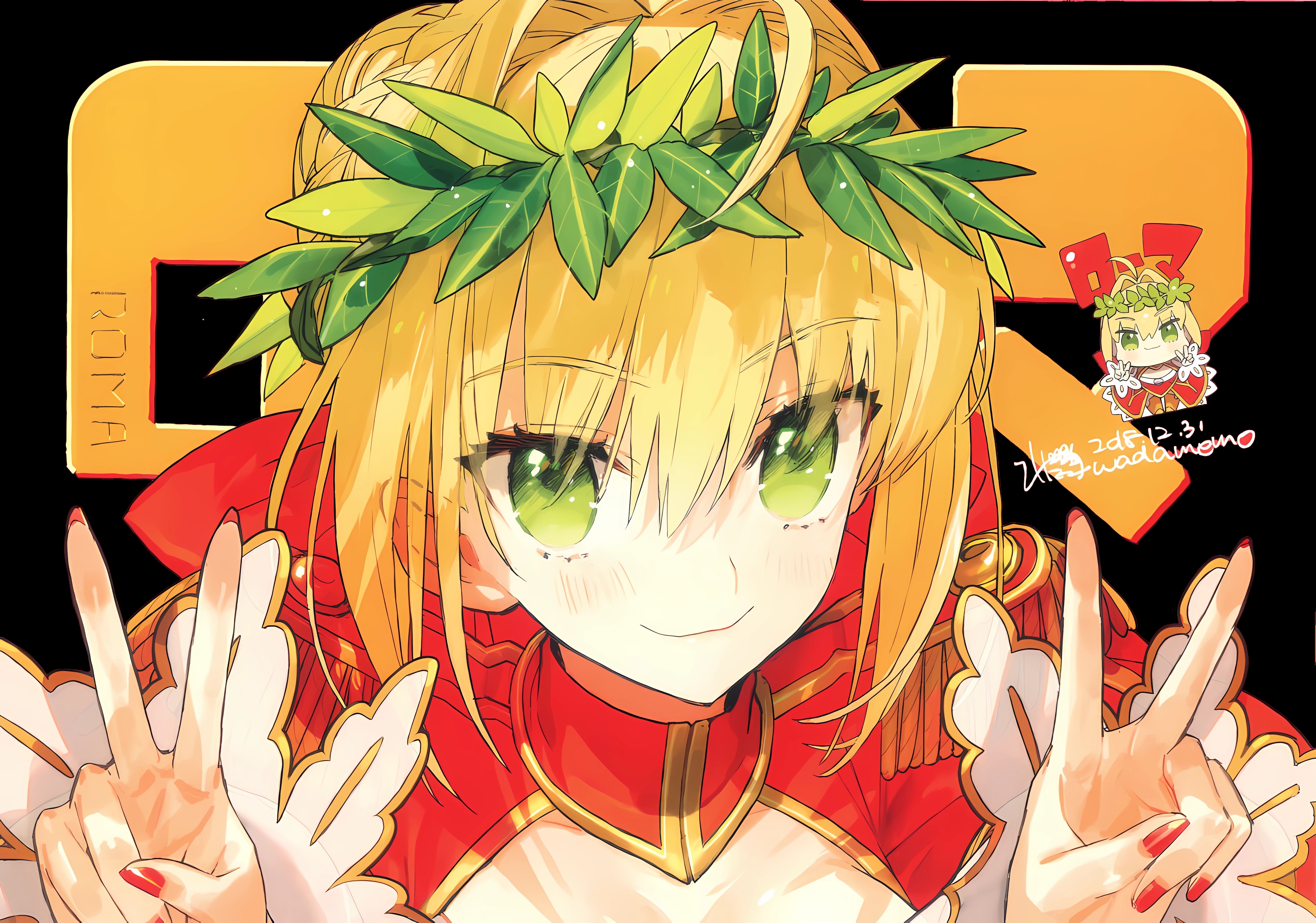 Nero Claudius with a laurel wreath and peace signs HD Wallpaper