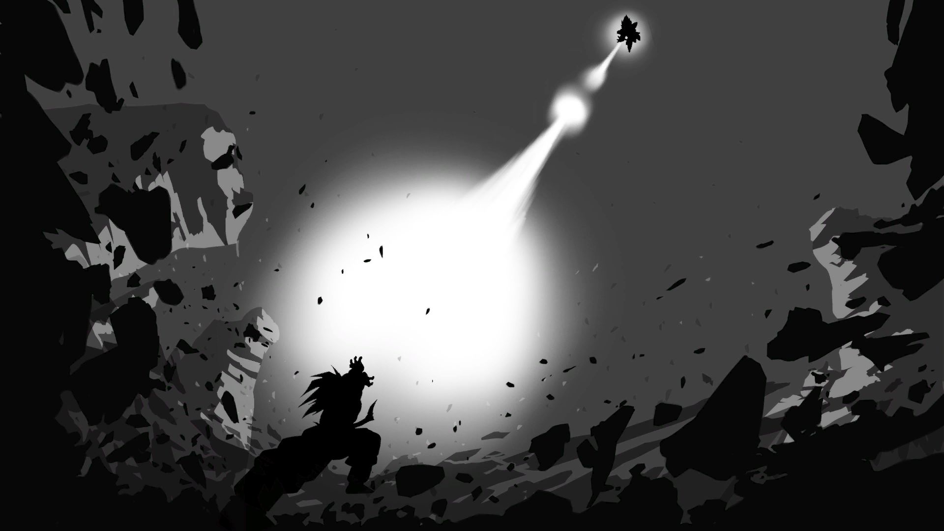 Vegeta and Goku fighting with energy blasts HD Wallpaper