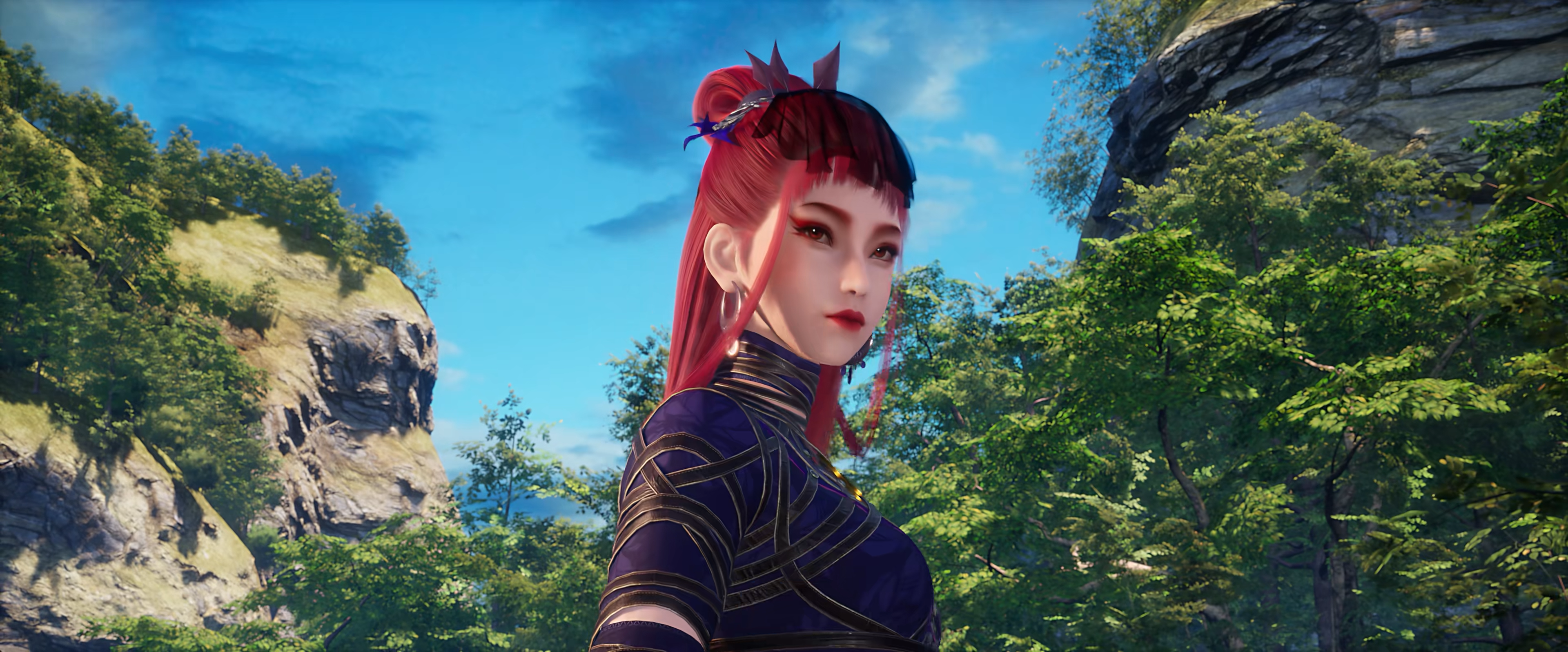4K CGI woman with red hair in a forest HD Wallpaper