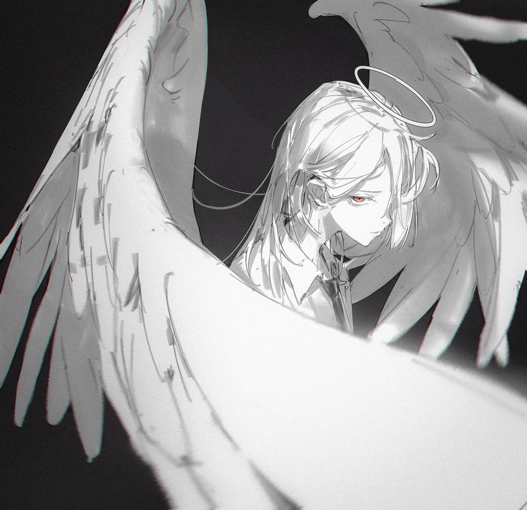 Angel with red eyes and wings, Chainsaw Man fan art HD Wallpaper