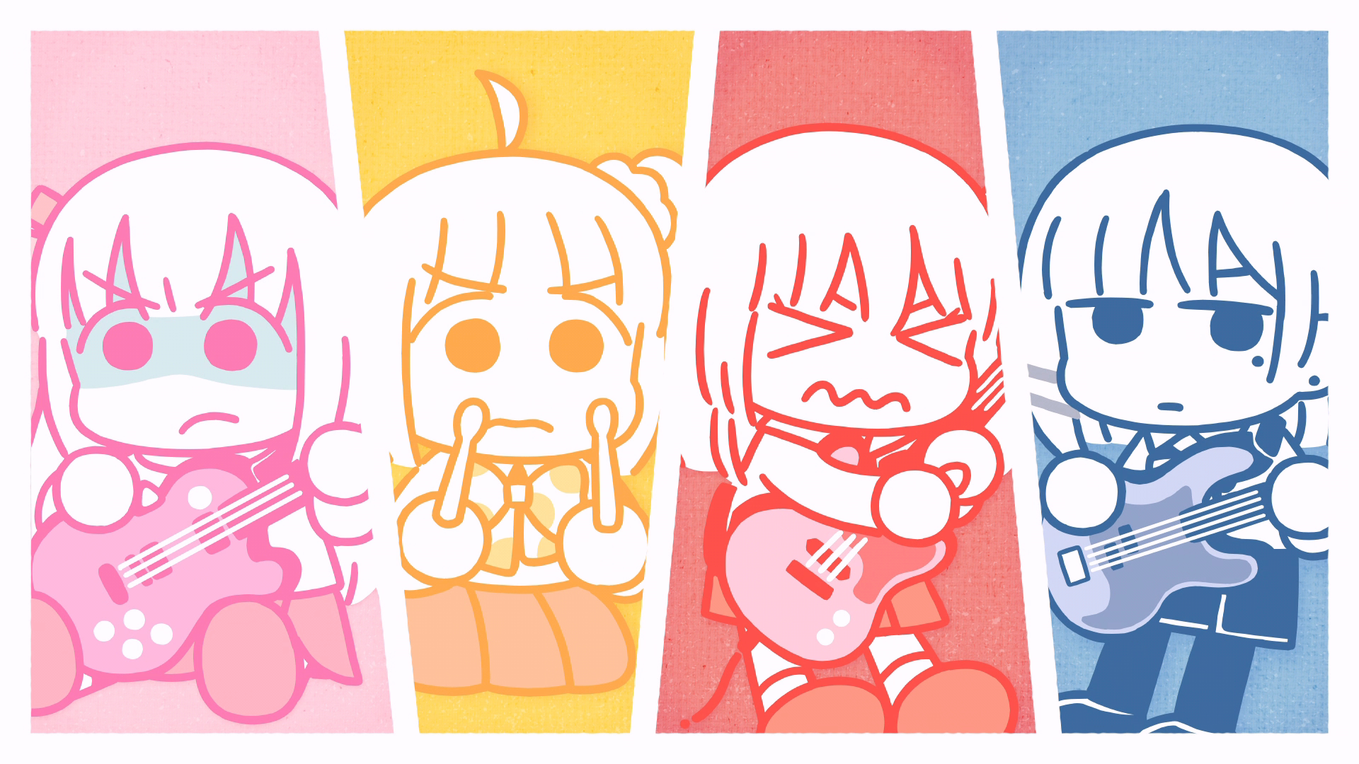 BOCCHI THE ROCK! Characters with Guitars HD Wallpaper