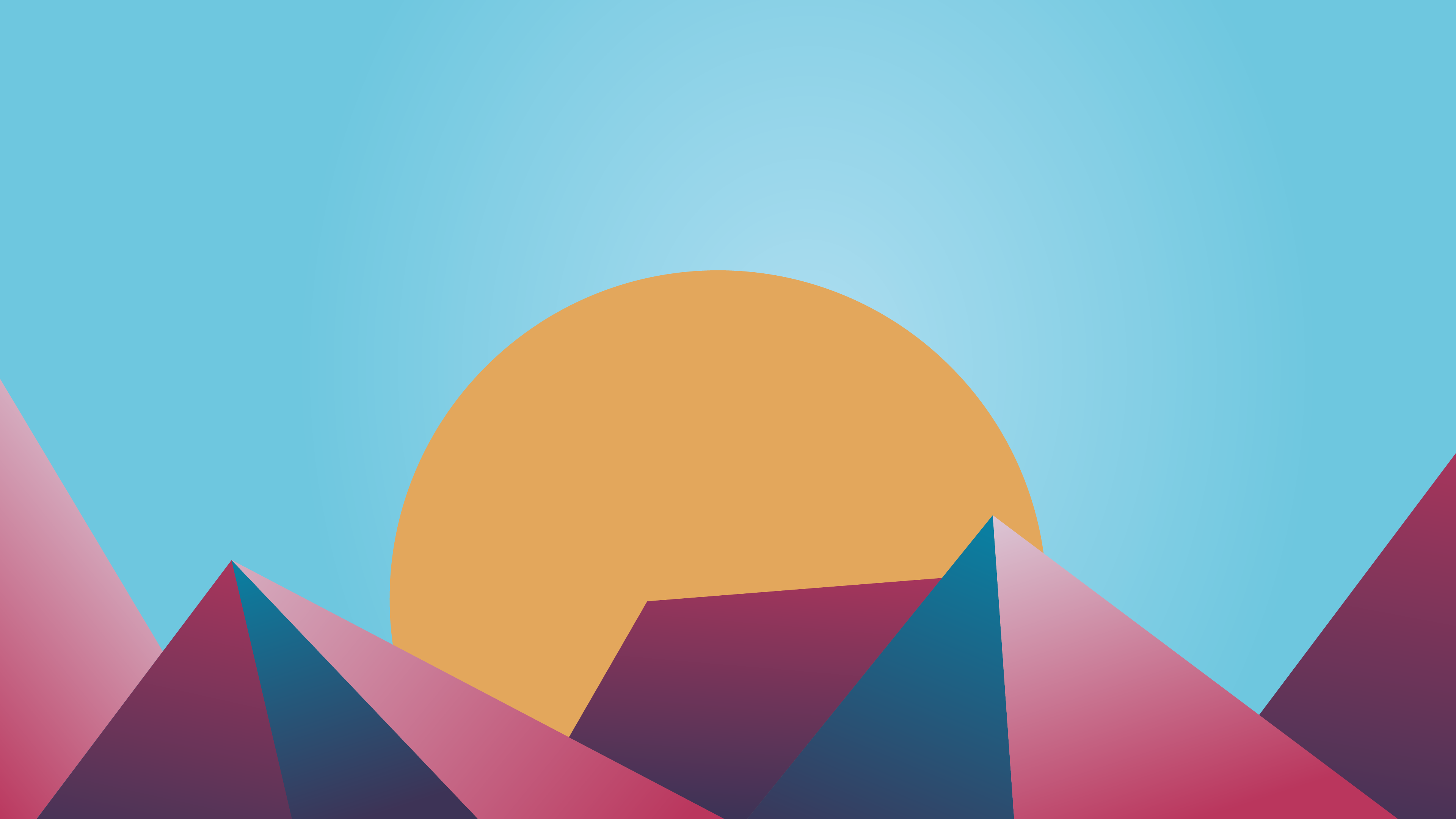 4K abstract mountains and sun landscape HD Wallpaper