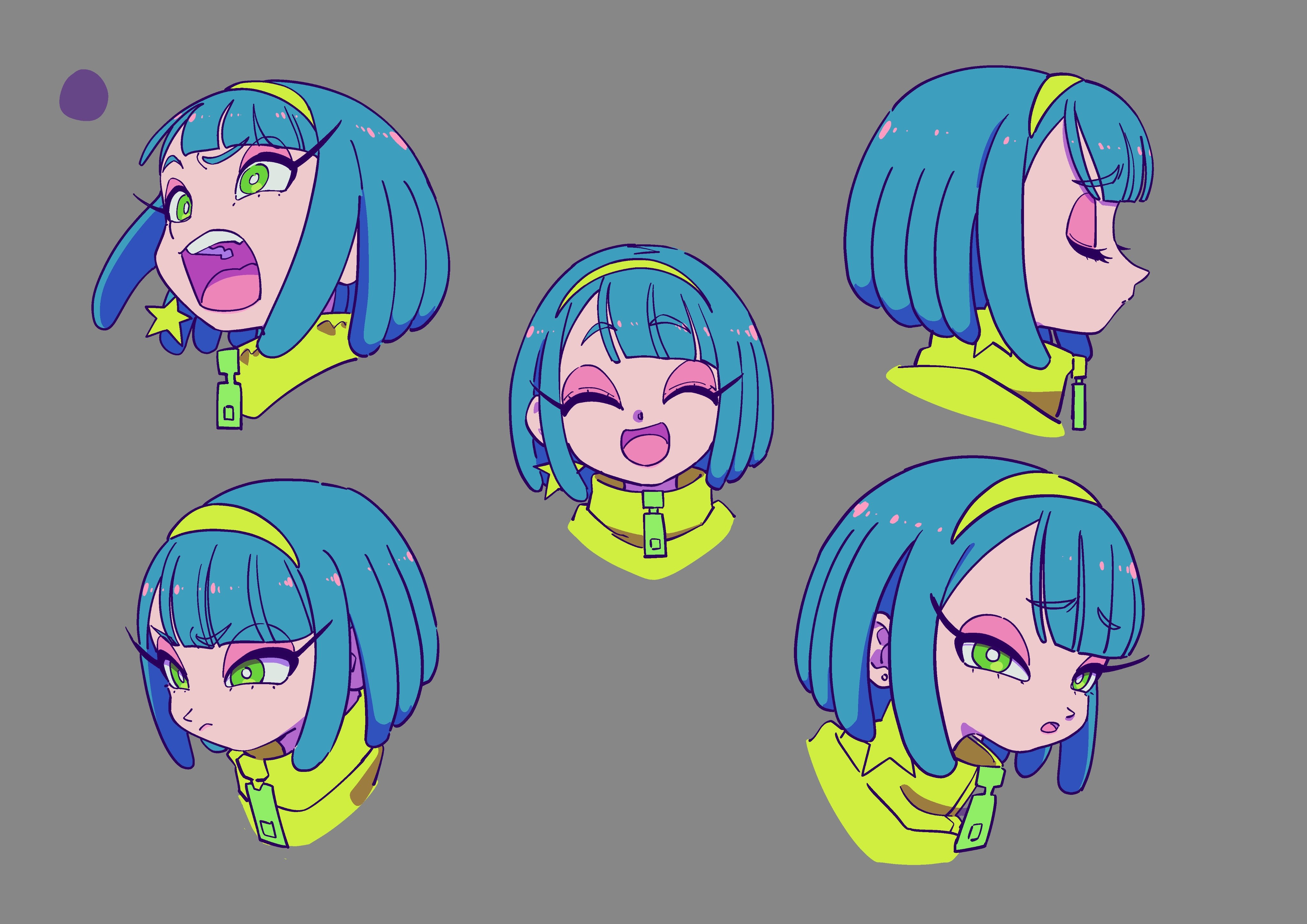 Concept art of a girl with blue hair HD Wallpaper