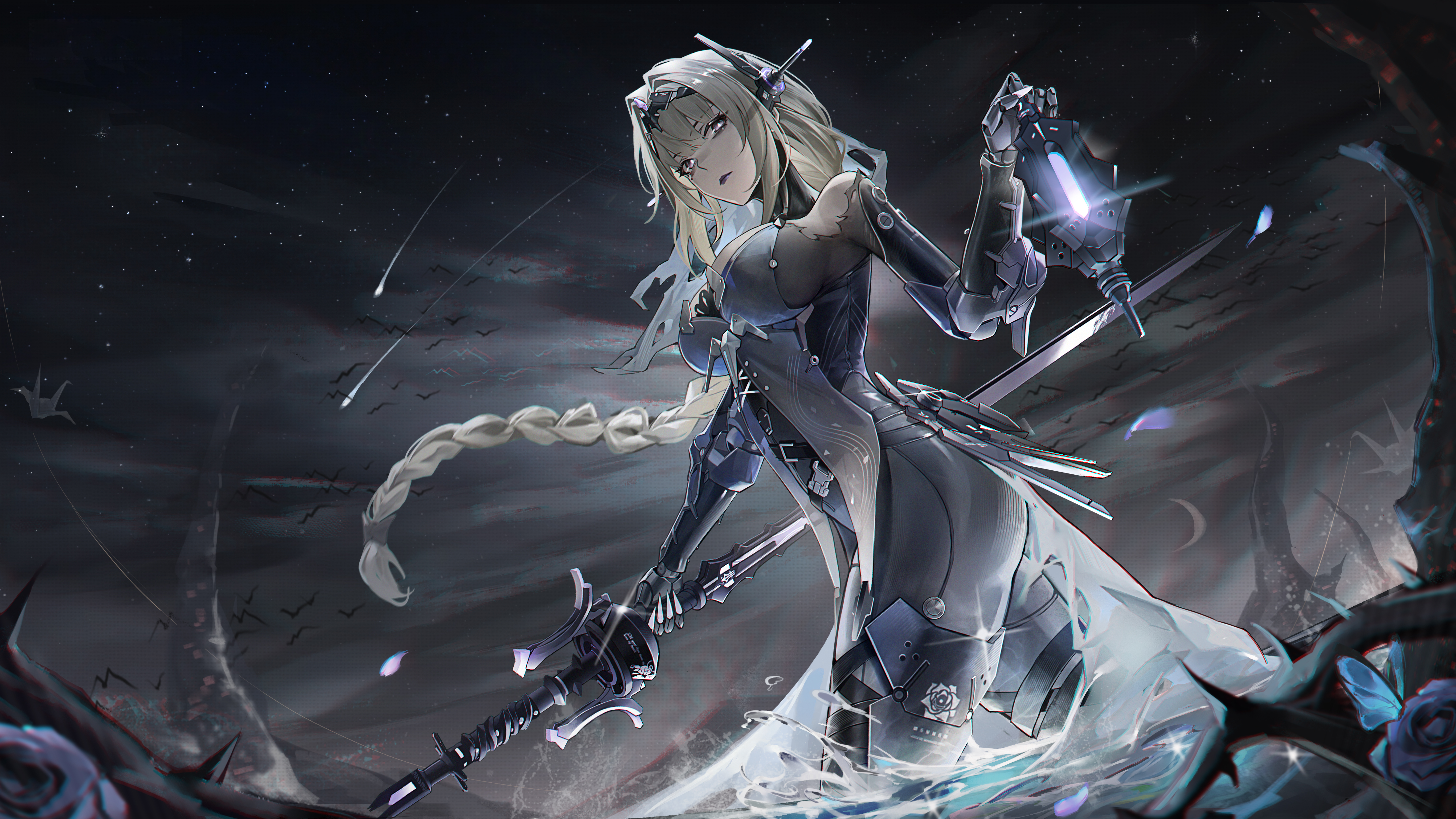 Bianca (Punishing Grey Raven) with weapon in water HD Wallpaper