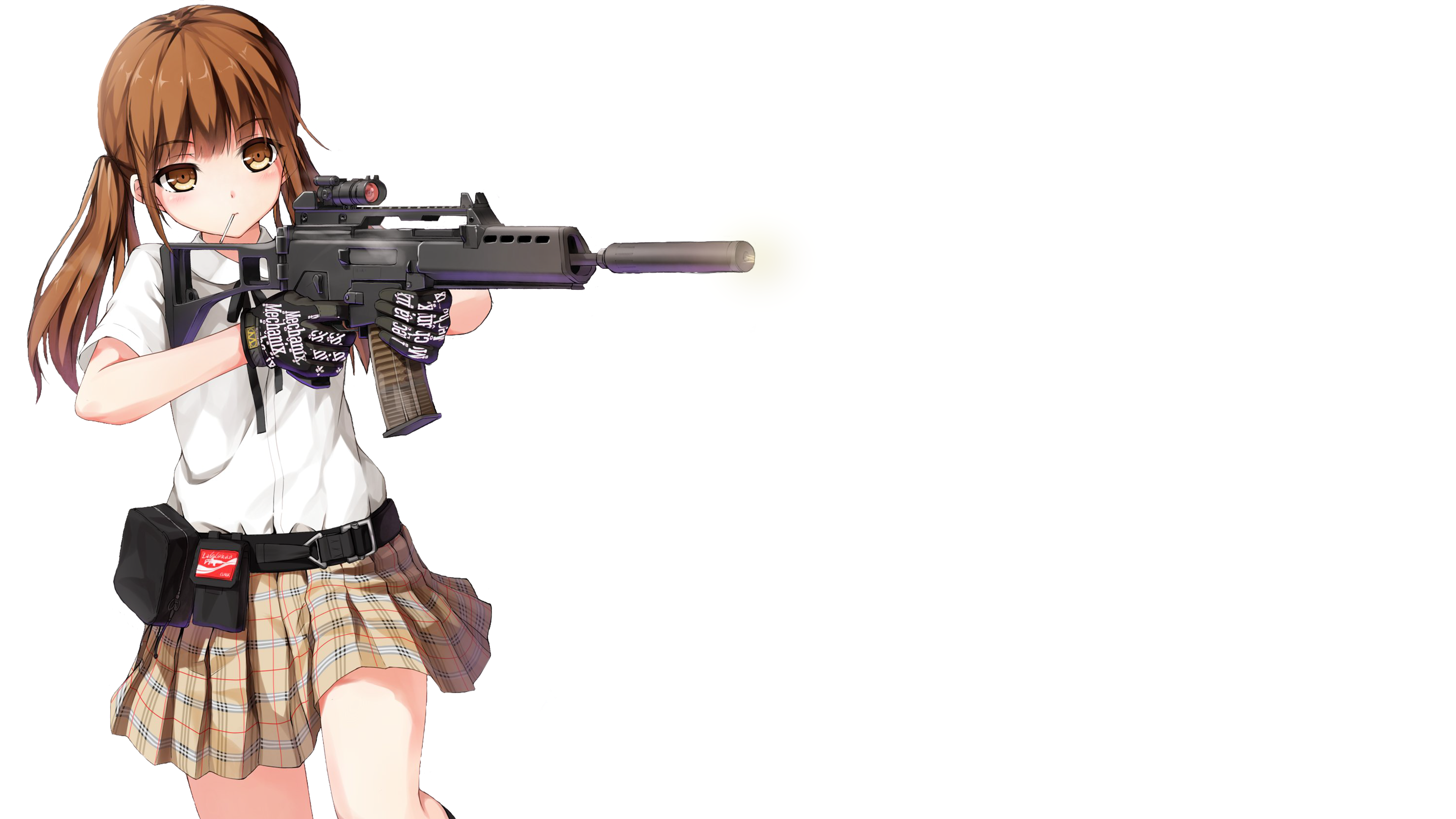 Anime girl with Heckler & Koch G36 HD Wallpaper