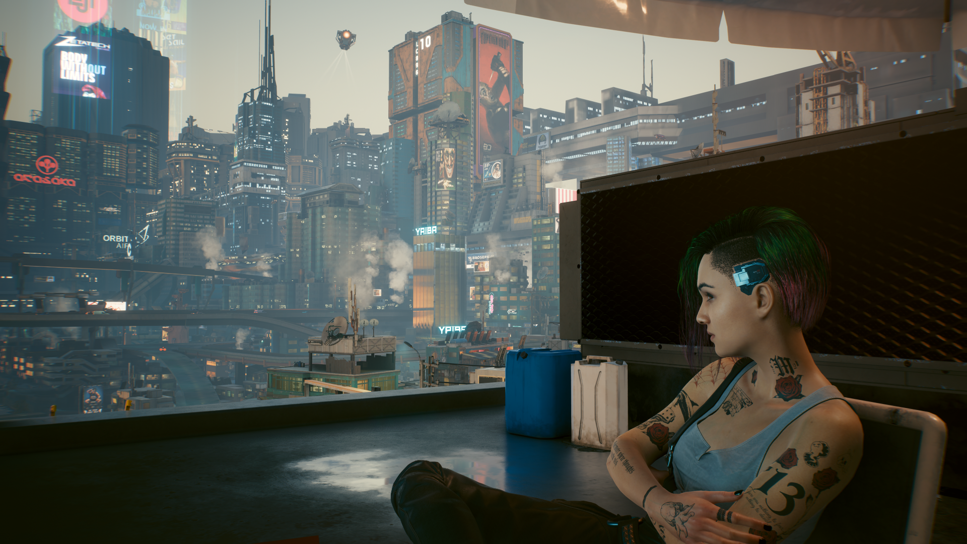 Judy Alvarez in Cyberpunk 2077 City HD Wallpaper