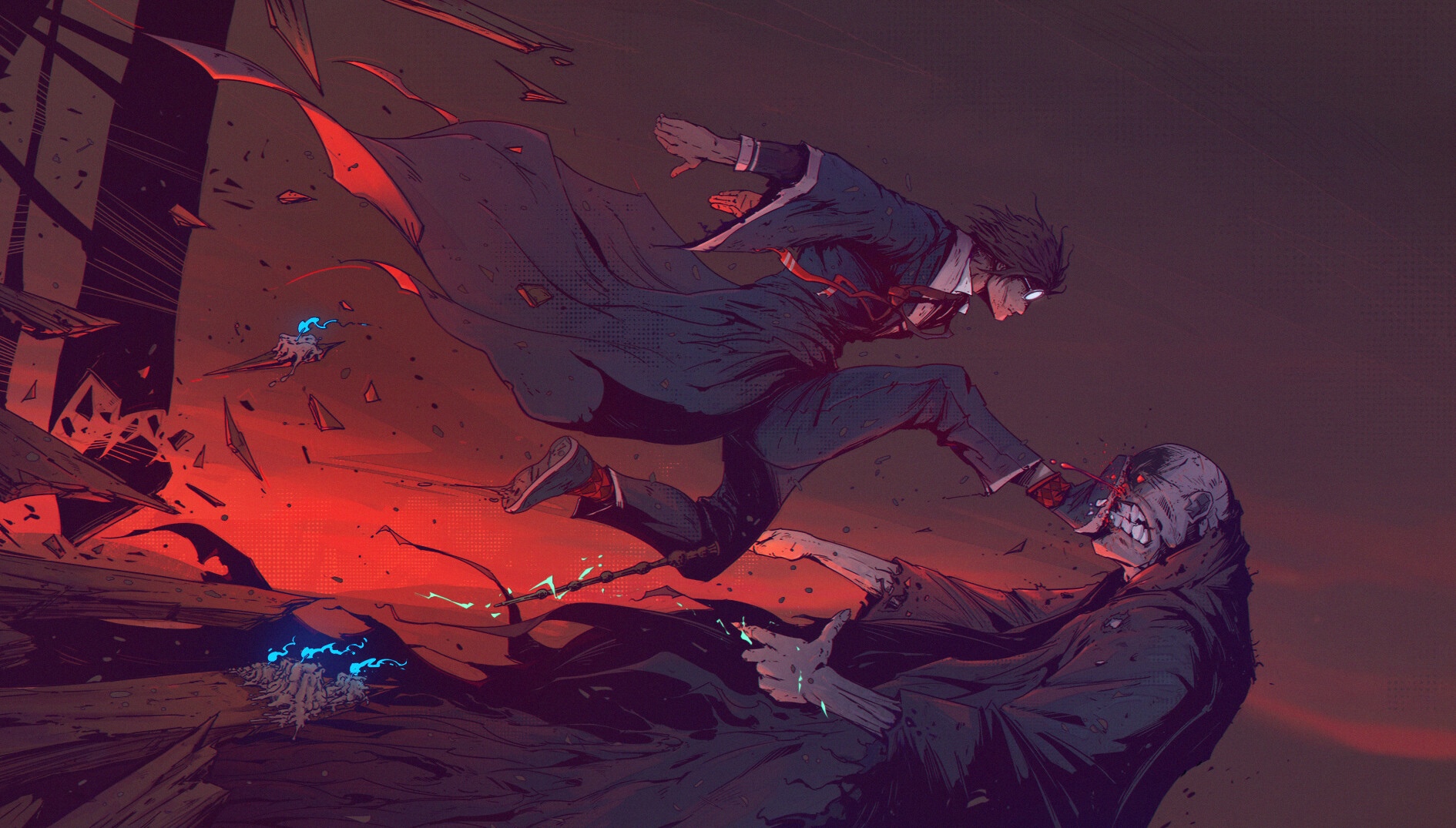 Harry Potter and Voldemort fighting HD Wallpaper