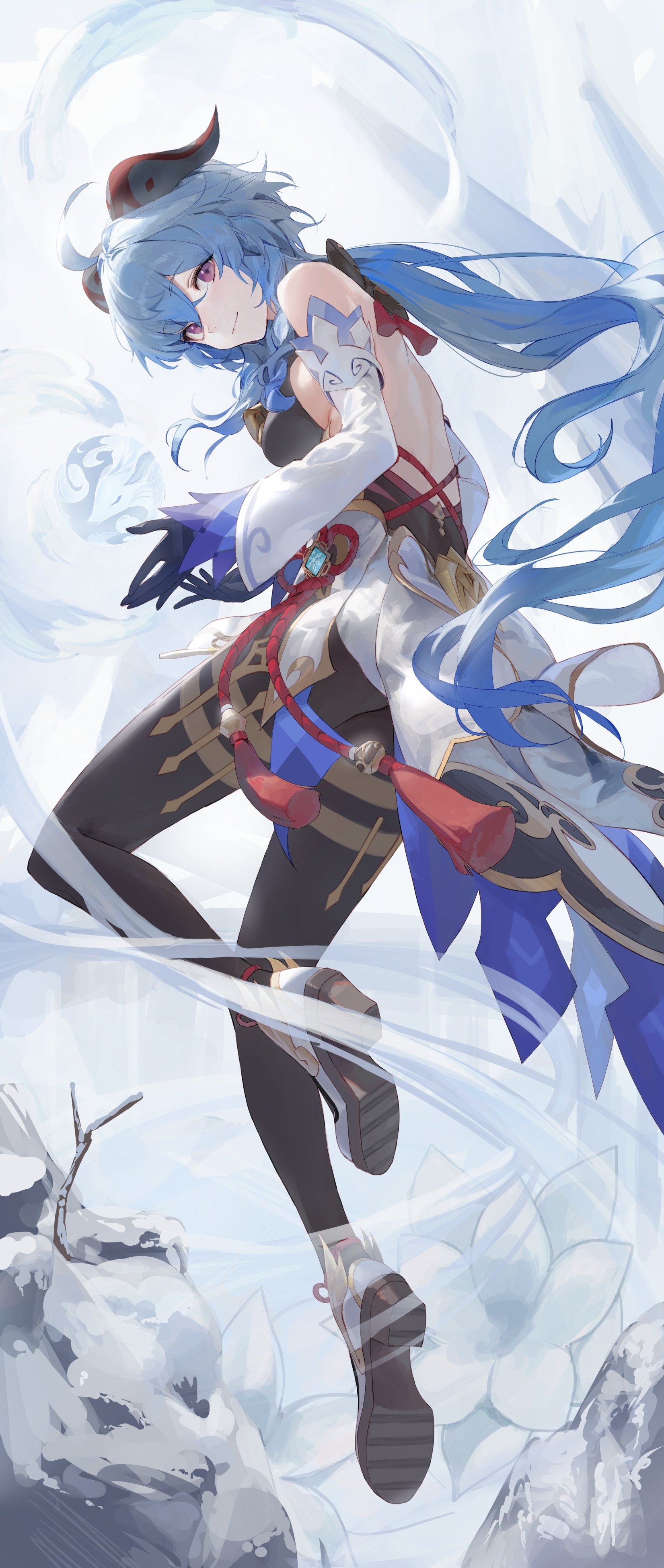 Ganyu from Genshin Impact in a wintery scene HD Phone Wallpaper