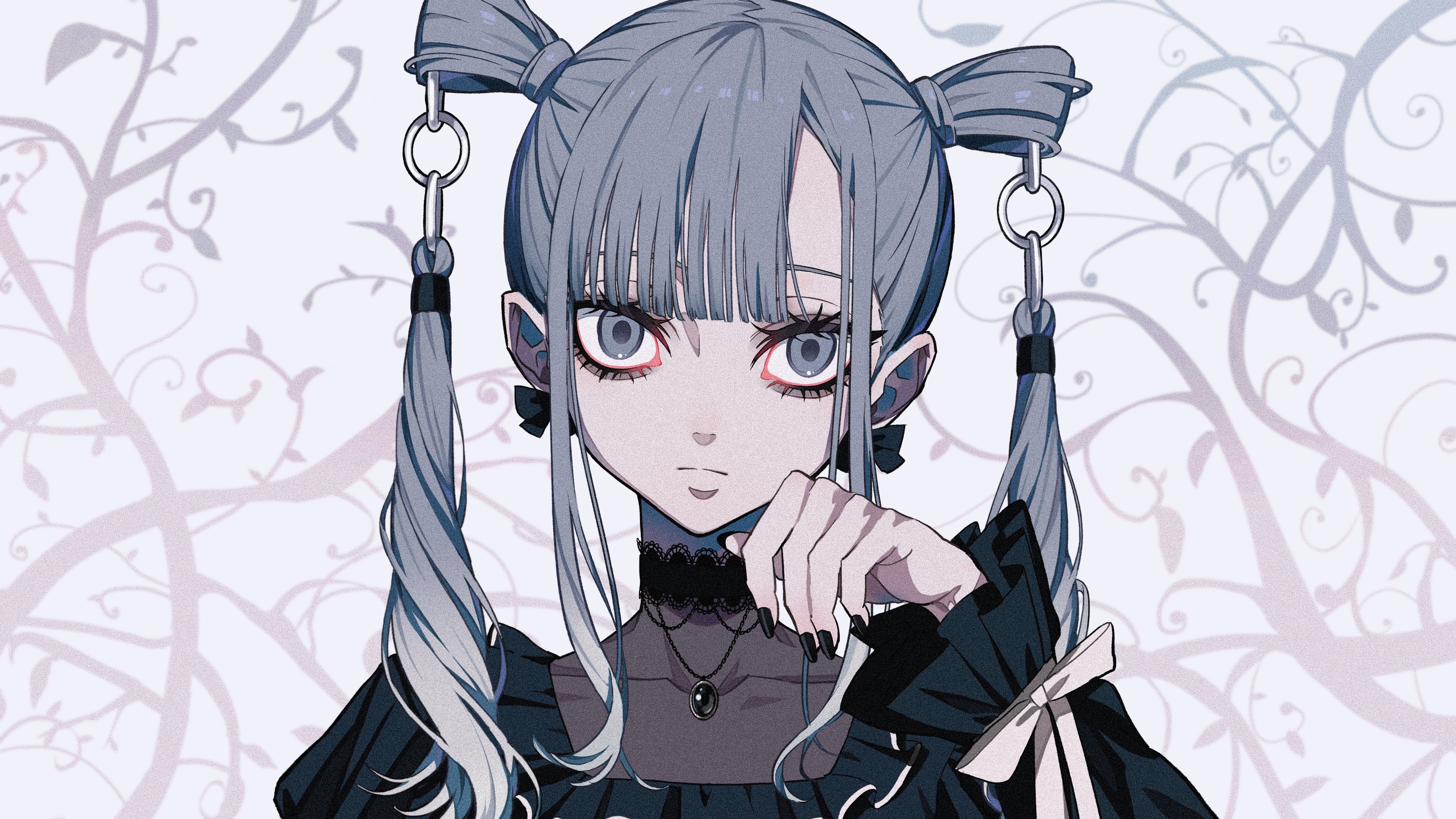 Gothic girl with twintails and choker HD Wallpaper