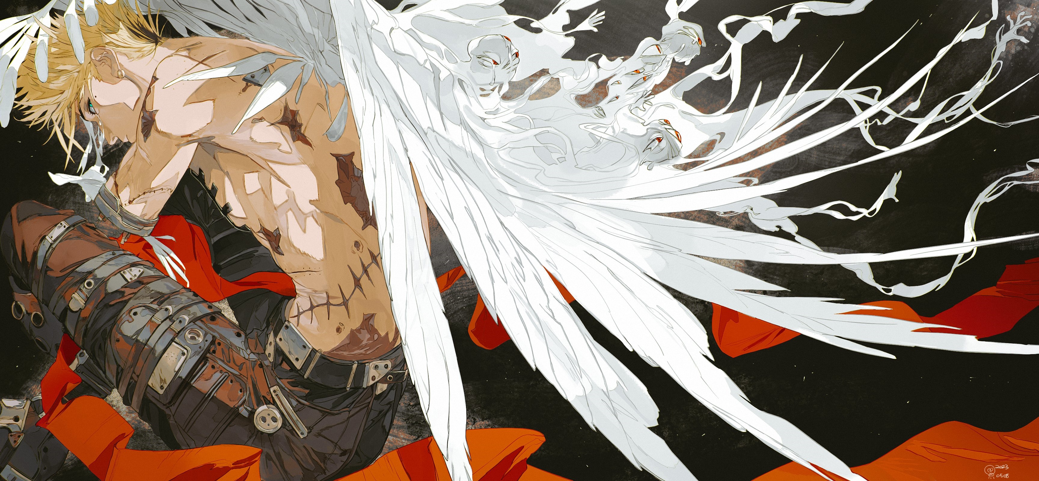 Vash the Stampede with Angel Wings HD Wallpaper