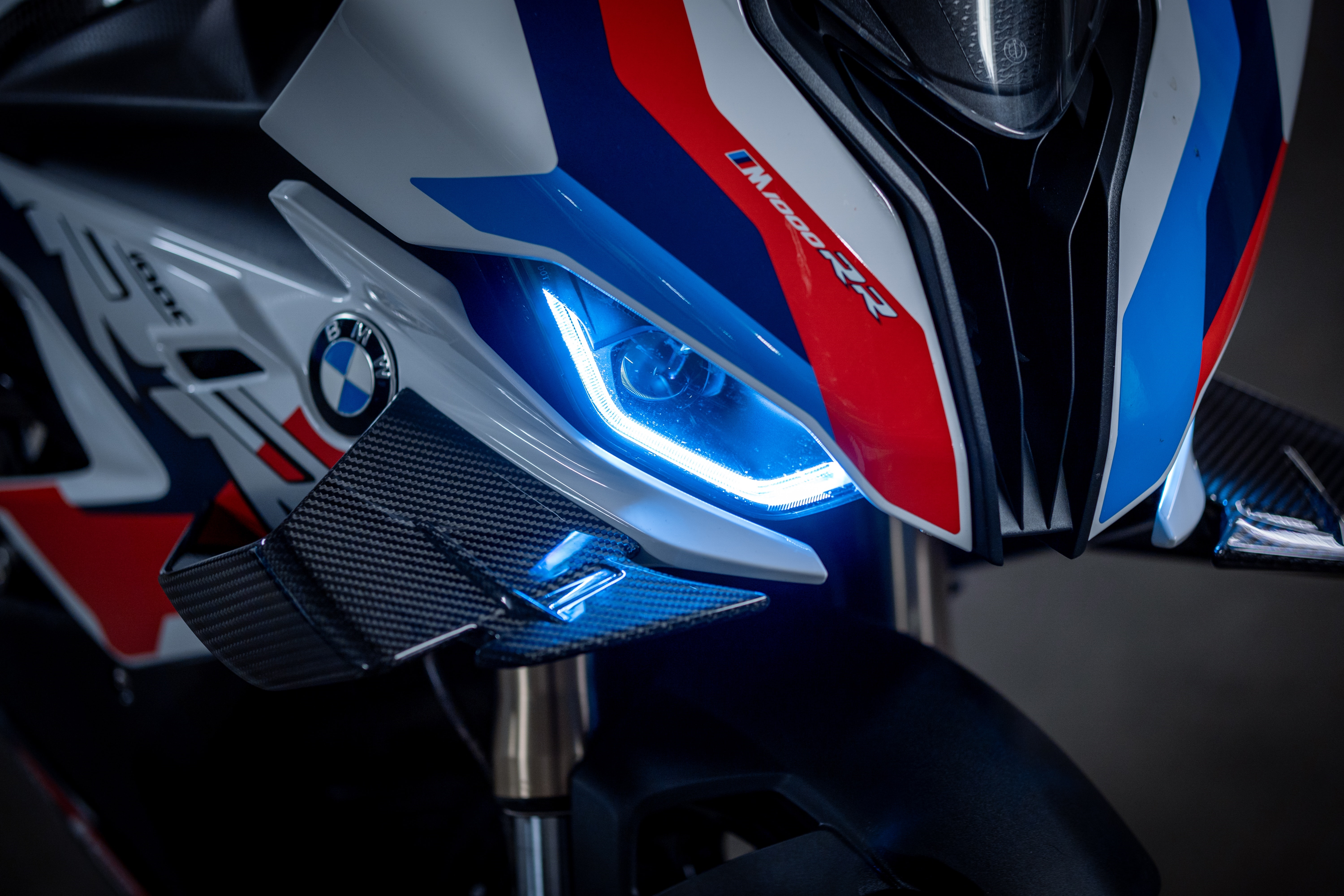 BMW M 1000 RR motorcycle headlights HD Wallpaper