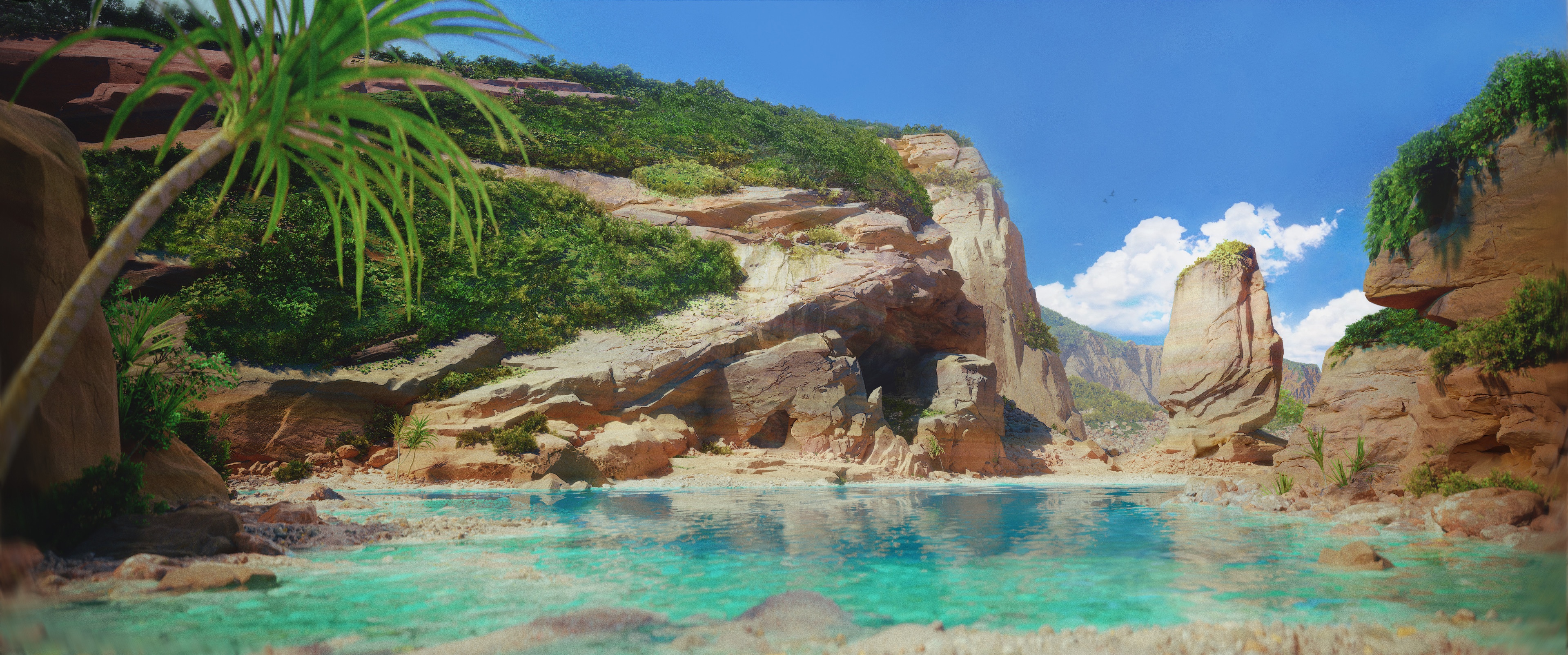 4K Unreal Engine 5 tropical island landscape HD Wallpaper