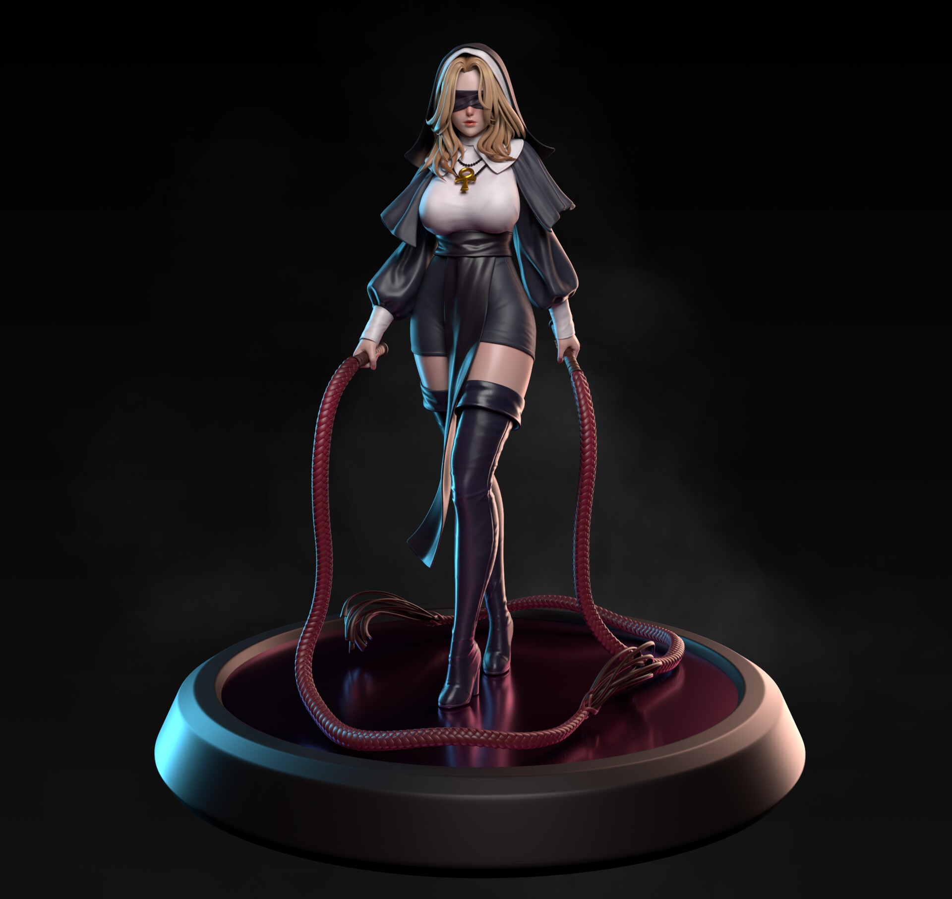 Nun with Blindfold and Whip HD Wallpaper