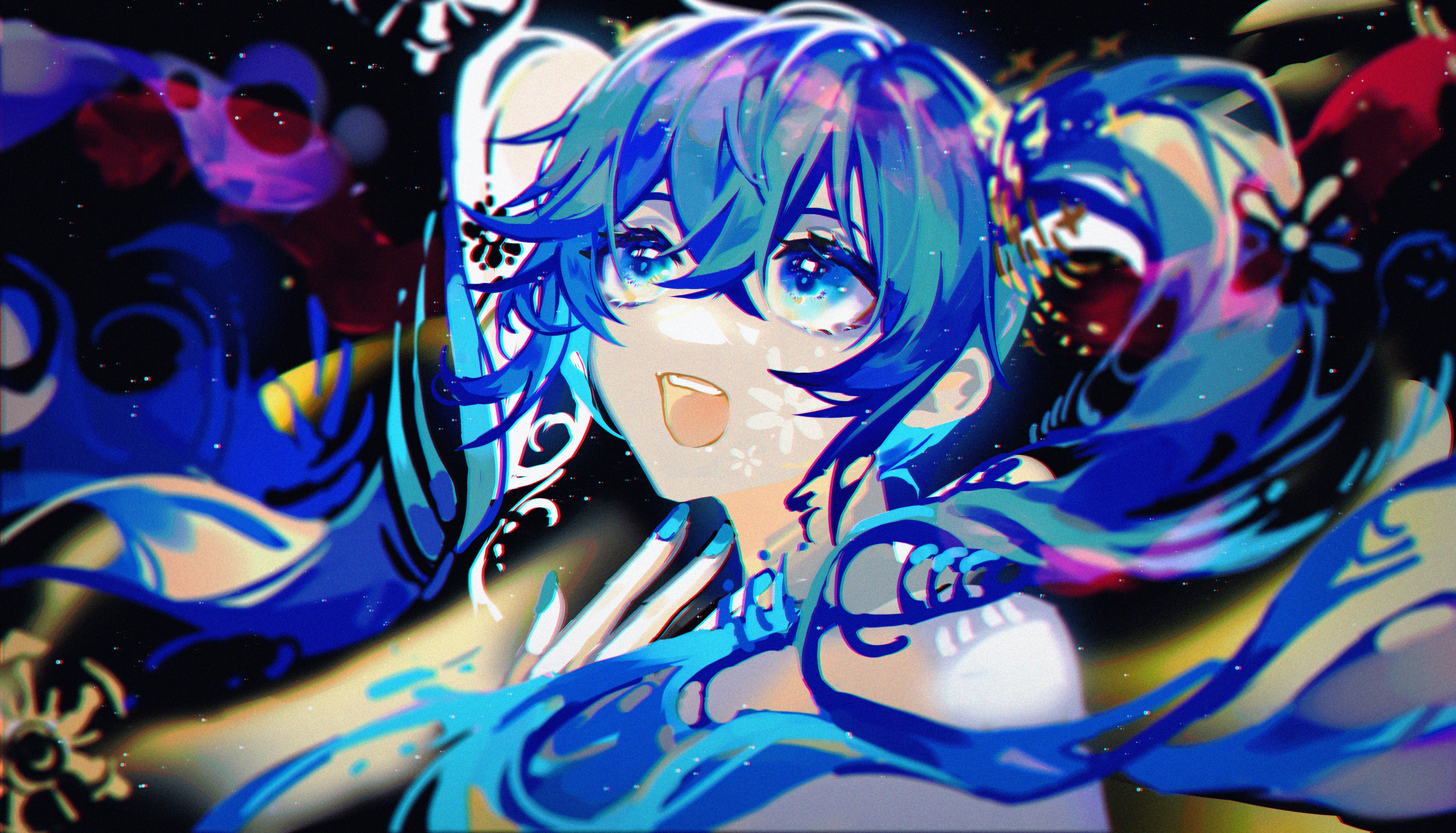 4K Hatsune Miku with blue hair and twintails HD Wallpaper