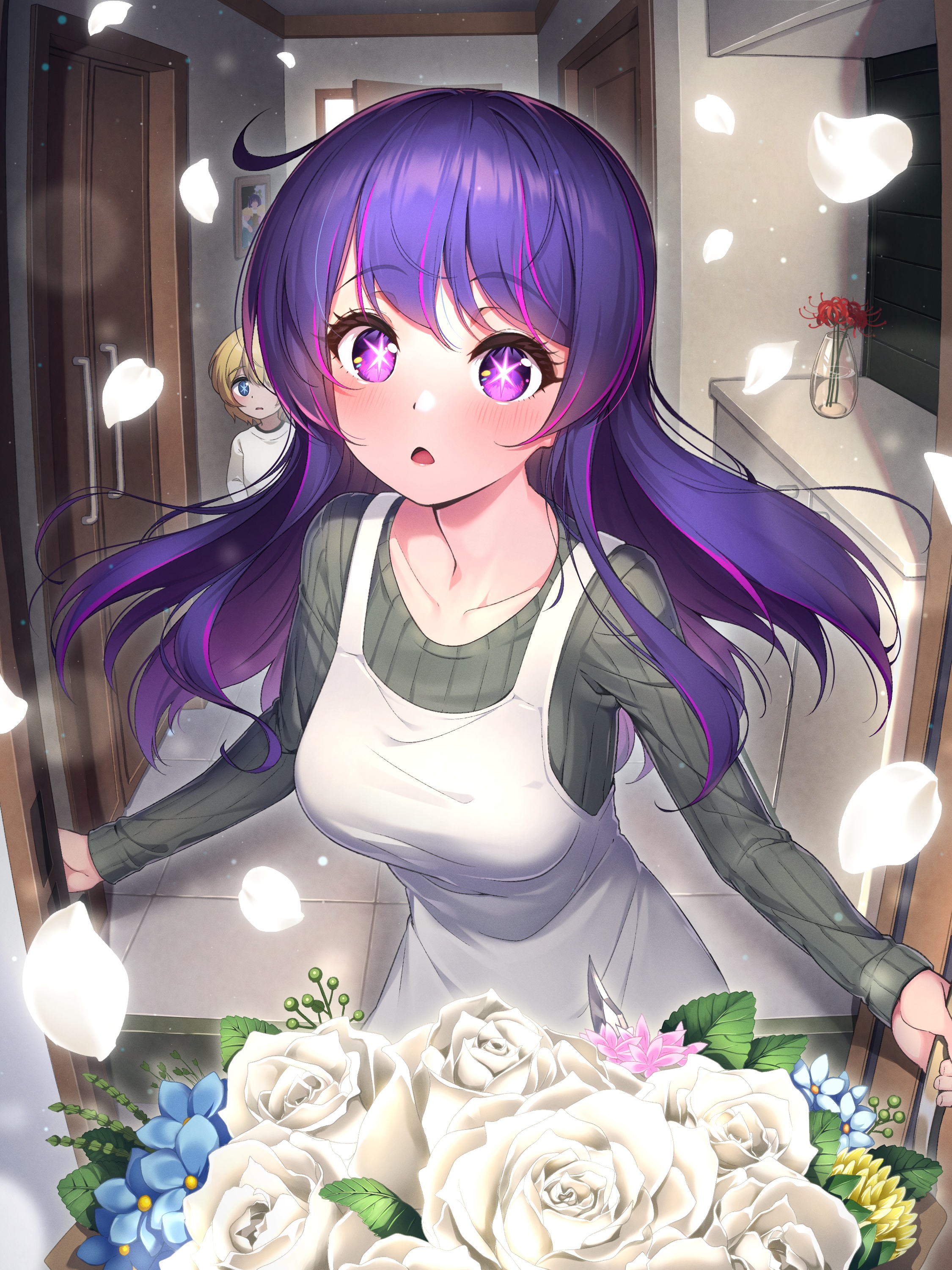 Hoshino Ai with Flowers and Petals HD Phone Wallpaper