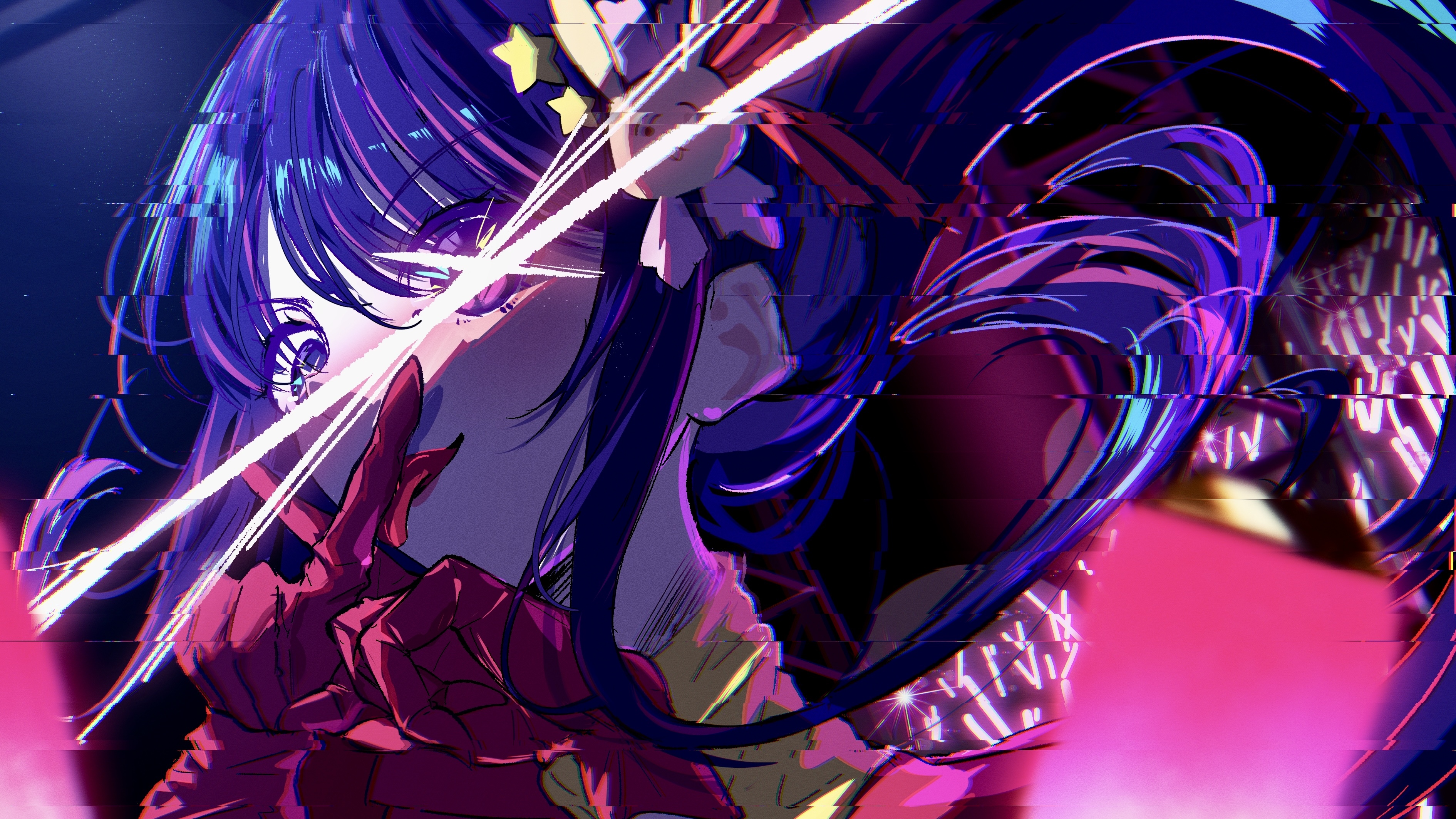 Hoshino Ai with Star Eyes and Gloves HD Wallpaper