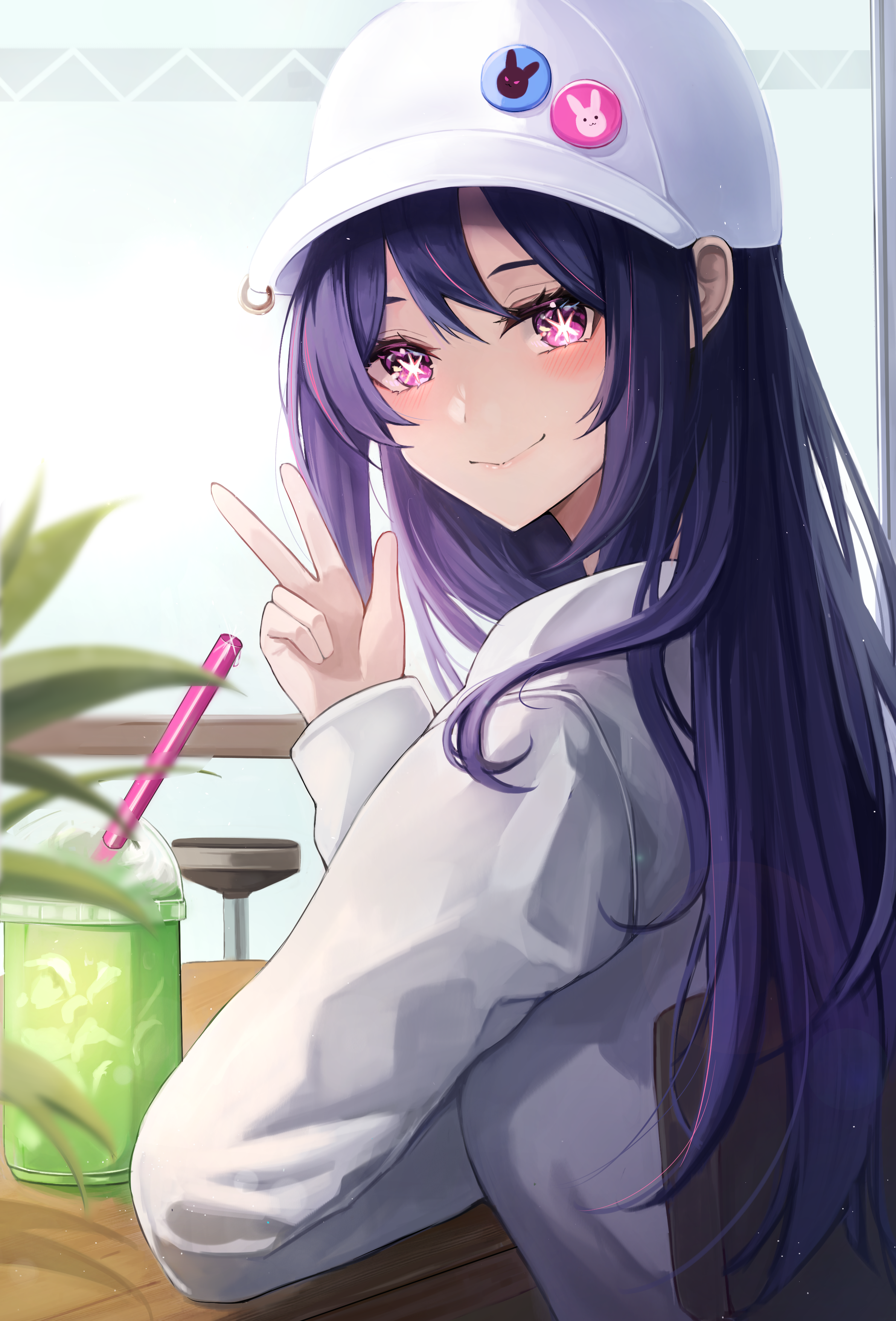 Hoshino Ai from Oshi no Ko with a drink HD Phone Wallpaper