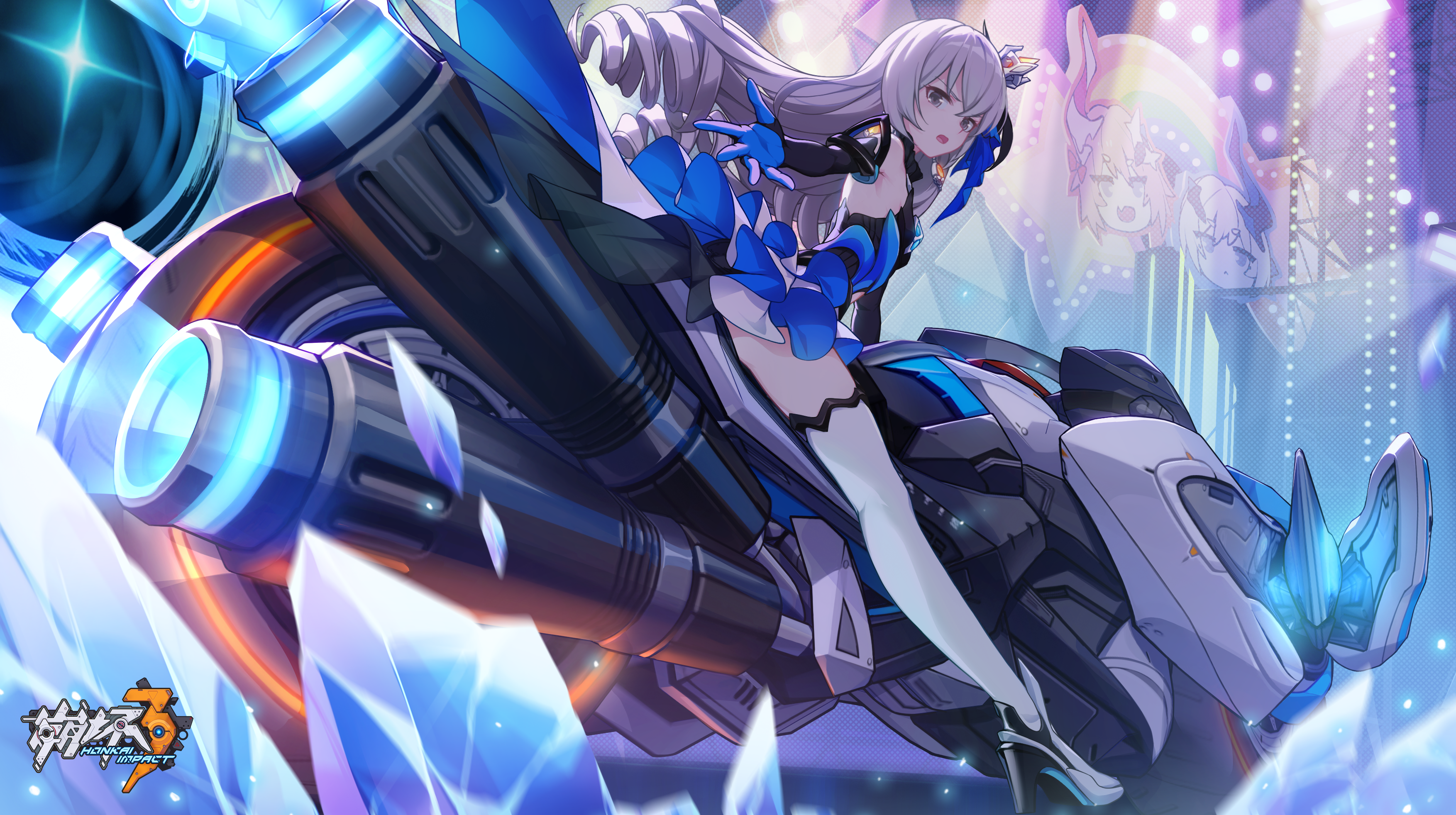 Bronya Zaychik on a futuristic motorcycle in Honkai Impact 3rd HD Wallpaper
