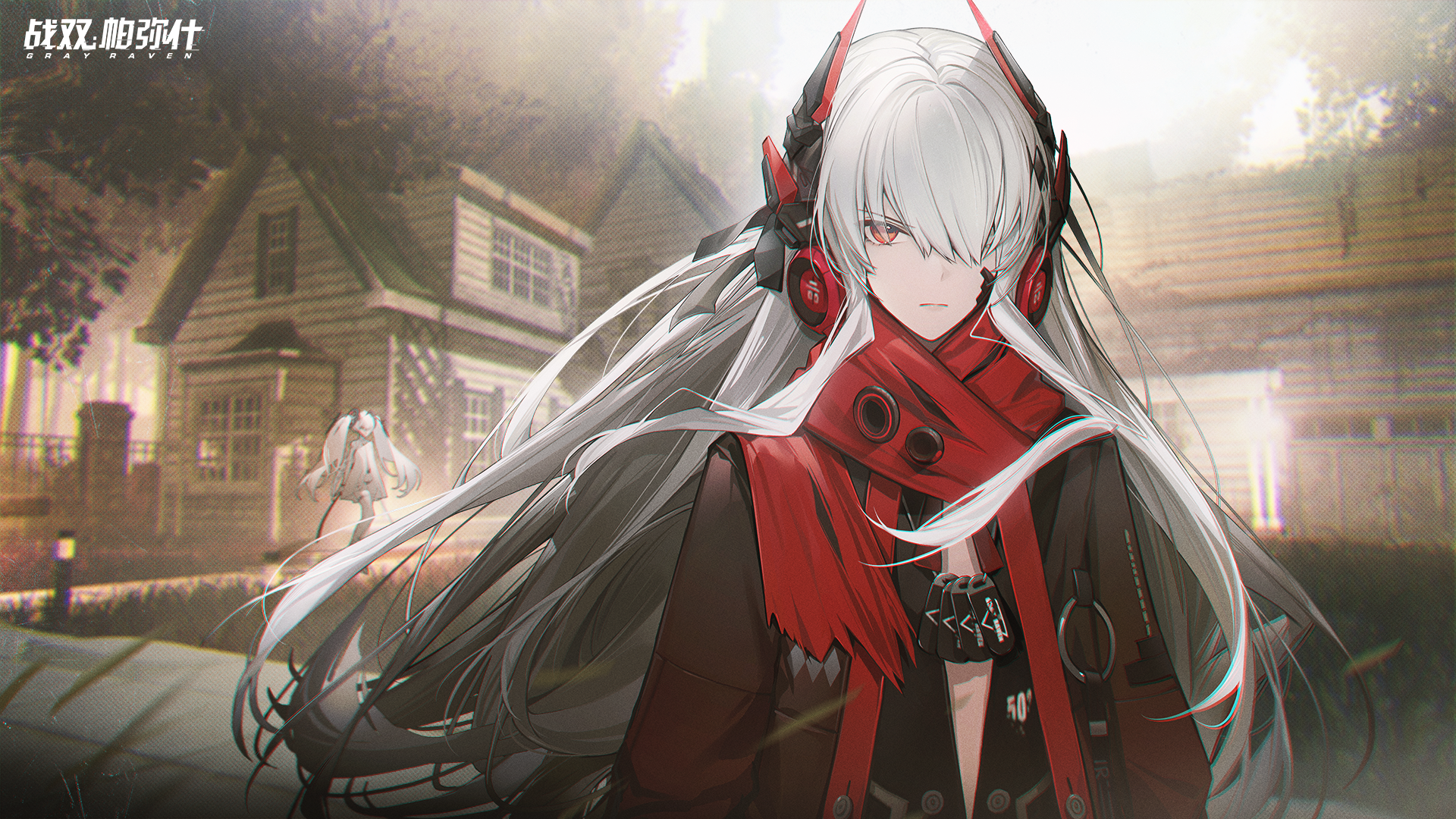 Alpha from Punishing: Gray Raven with headphones and scarf HD Wallpaper