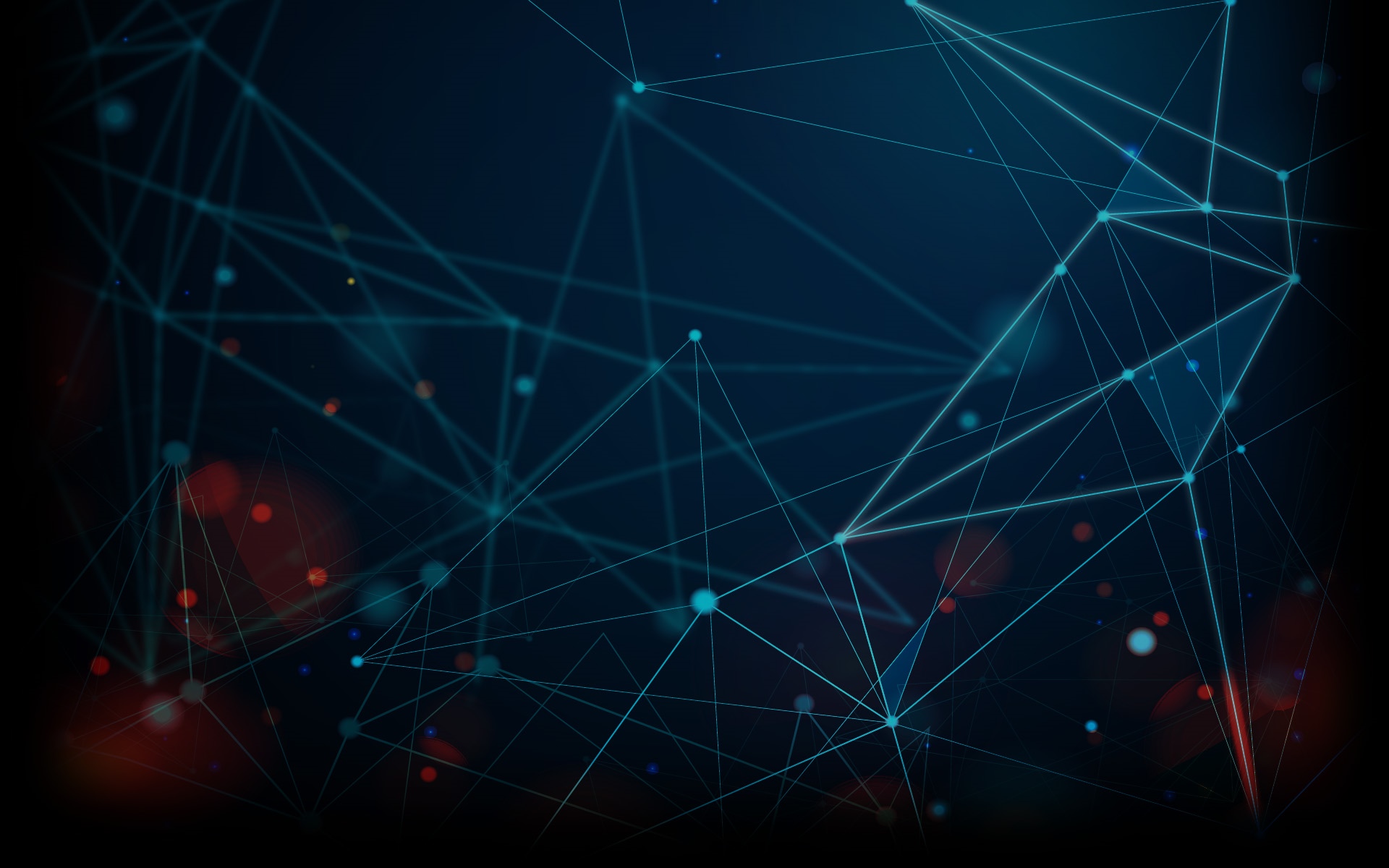 Abstract digital art with blue lines and red dots HD Wallpaper