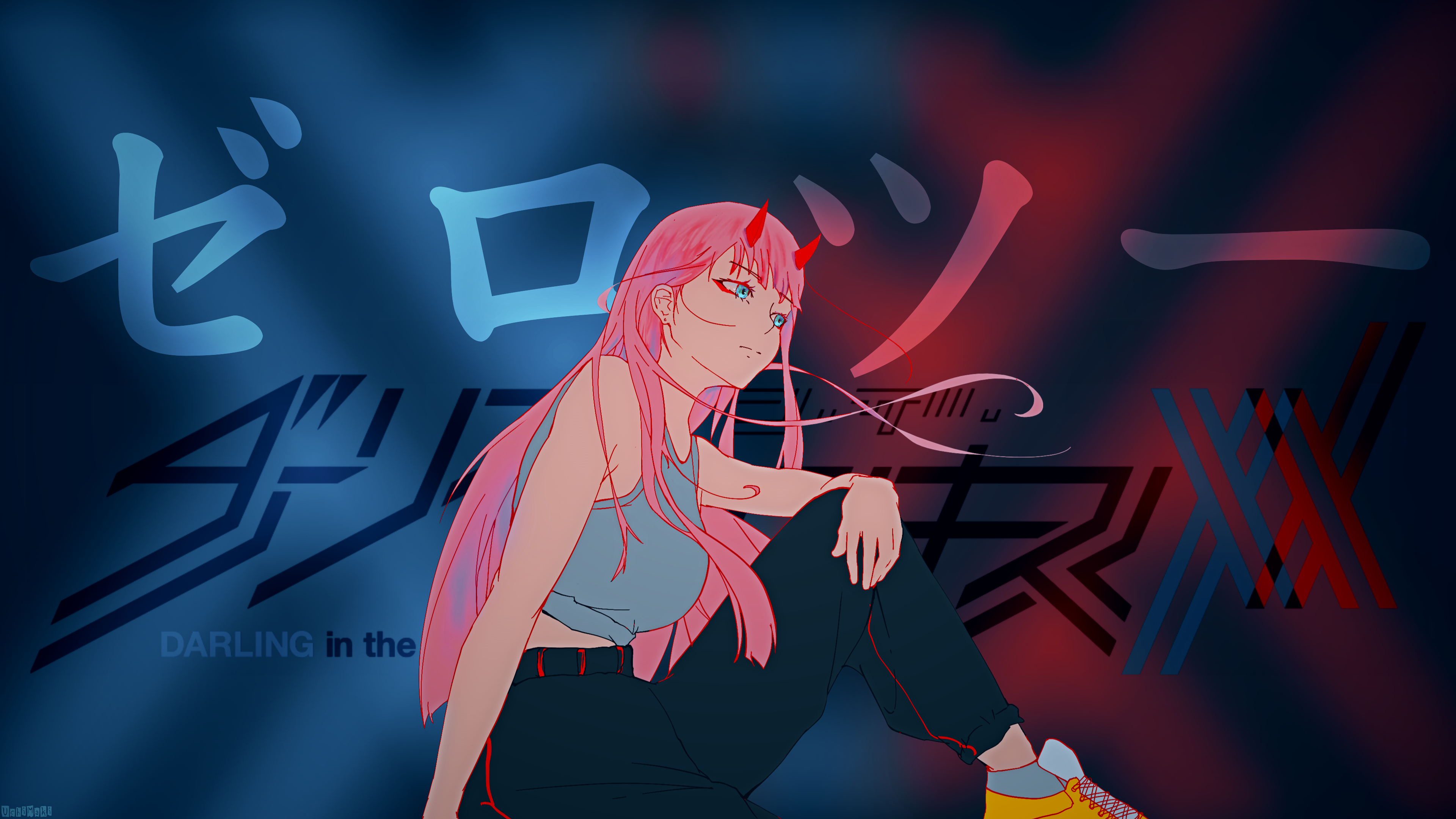 4K Darling in the FranXX Zero Two Fan Art HD Wallpaper
