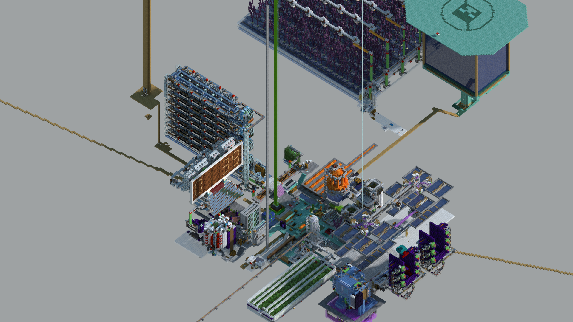 Minecraft aerial view of a complex structure HD Wallpaper