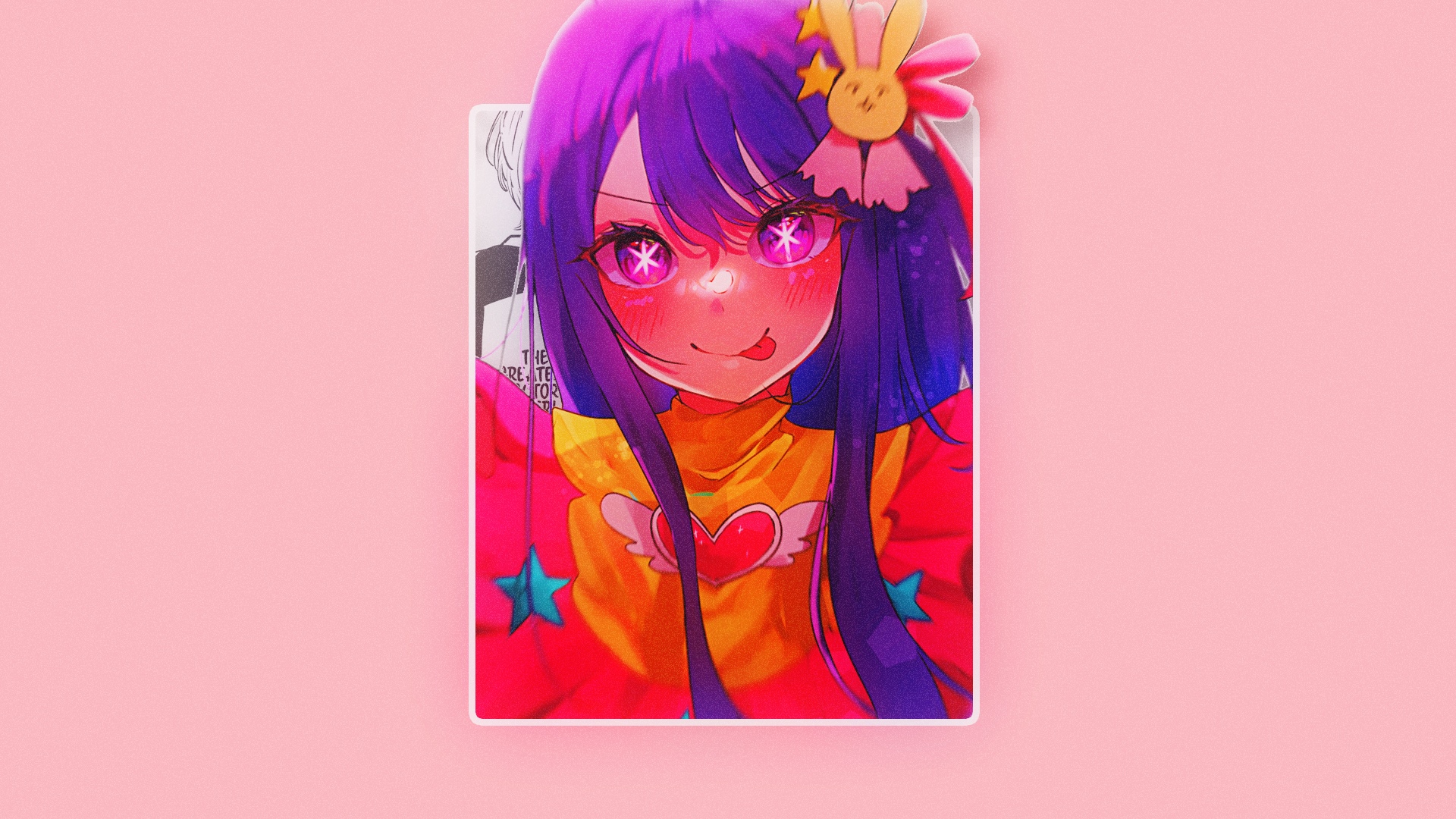 Oshi no Ko Hoshino Ai anime sticker with star eyes HD Wallpaper