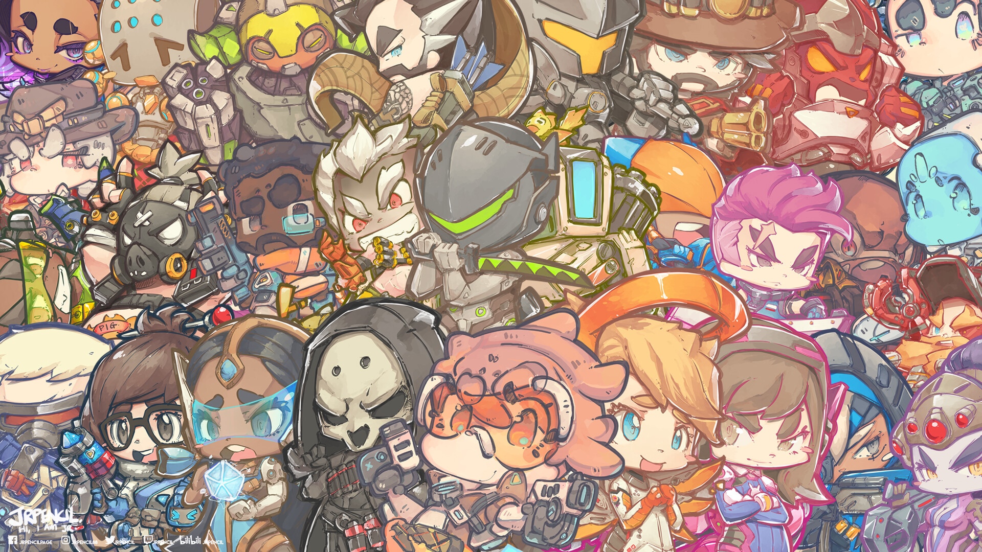 Overwatch Characters Chibi Art by JR-Pencil HD Wallpaper