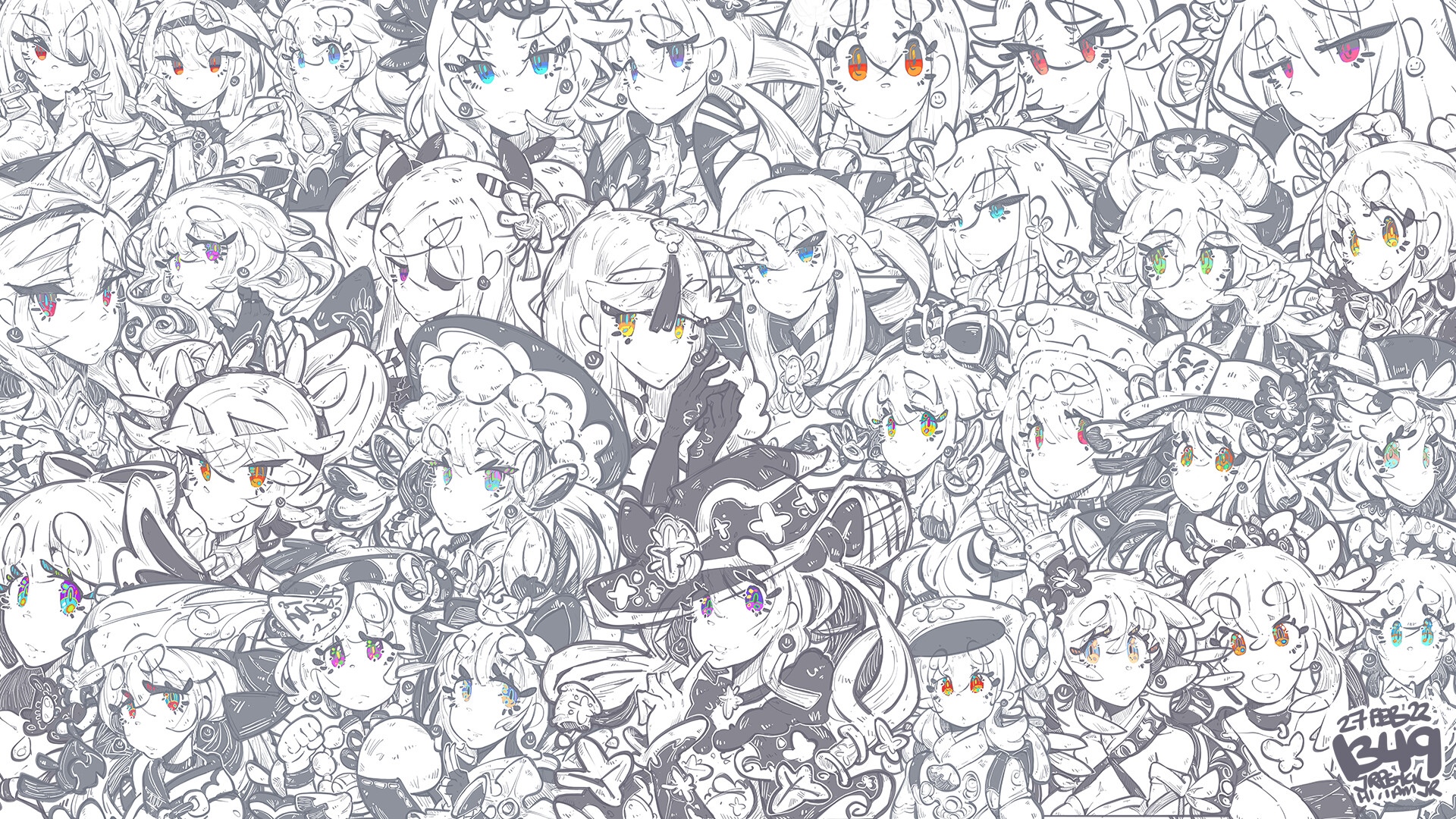 Genshin Impact Anime Girls Drawing HD Wallpaper