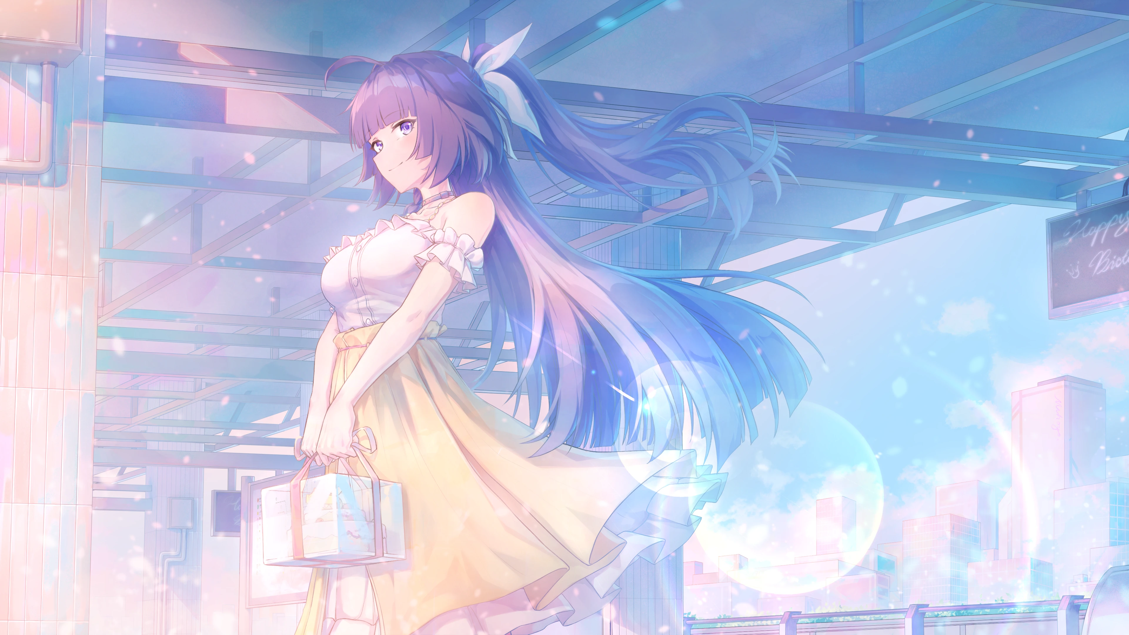Raiden Mei with presents, smiling HD Wallpaper
