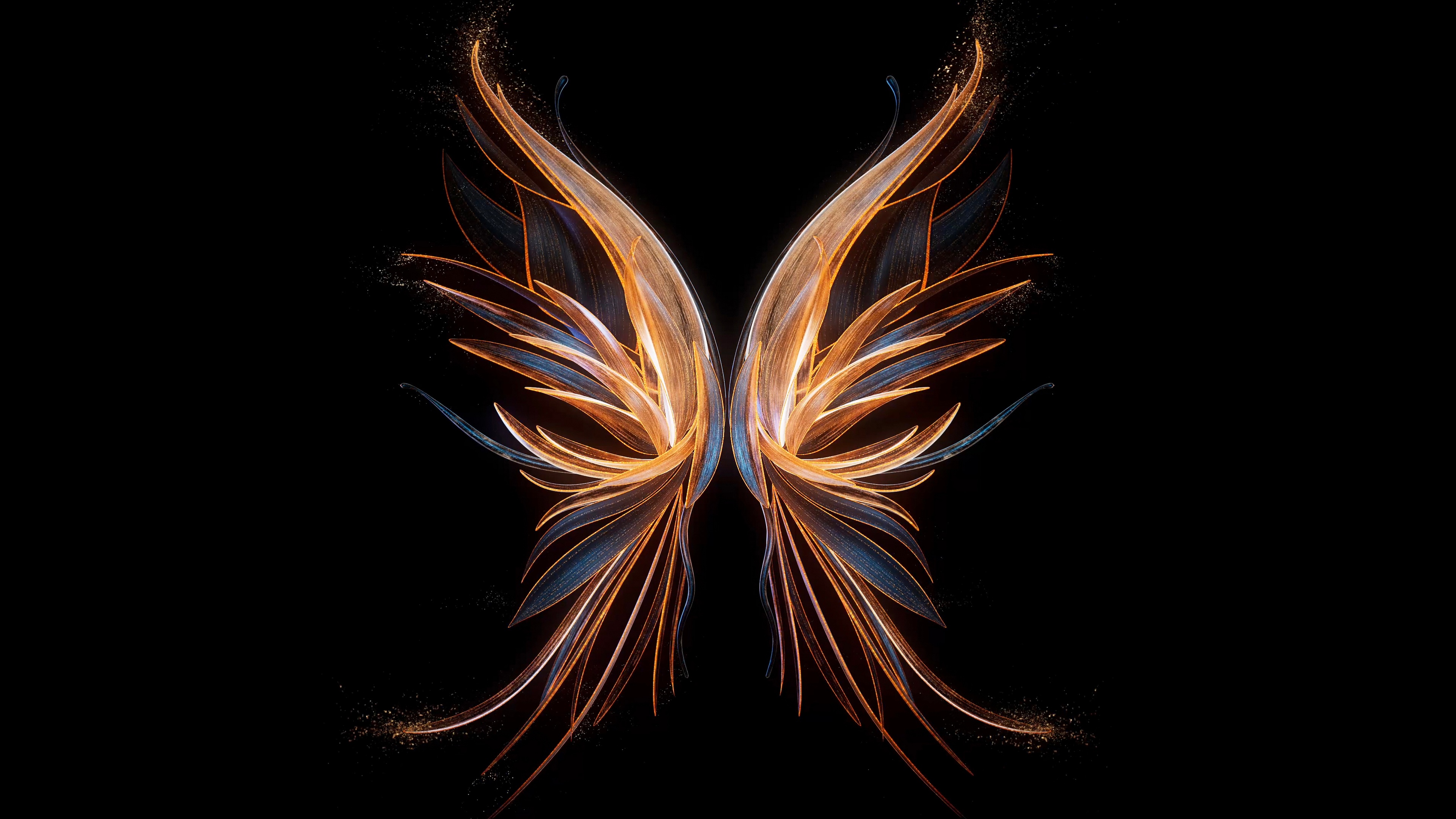 Abstract glowing butterfly wings on dark background HD Wallpaper