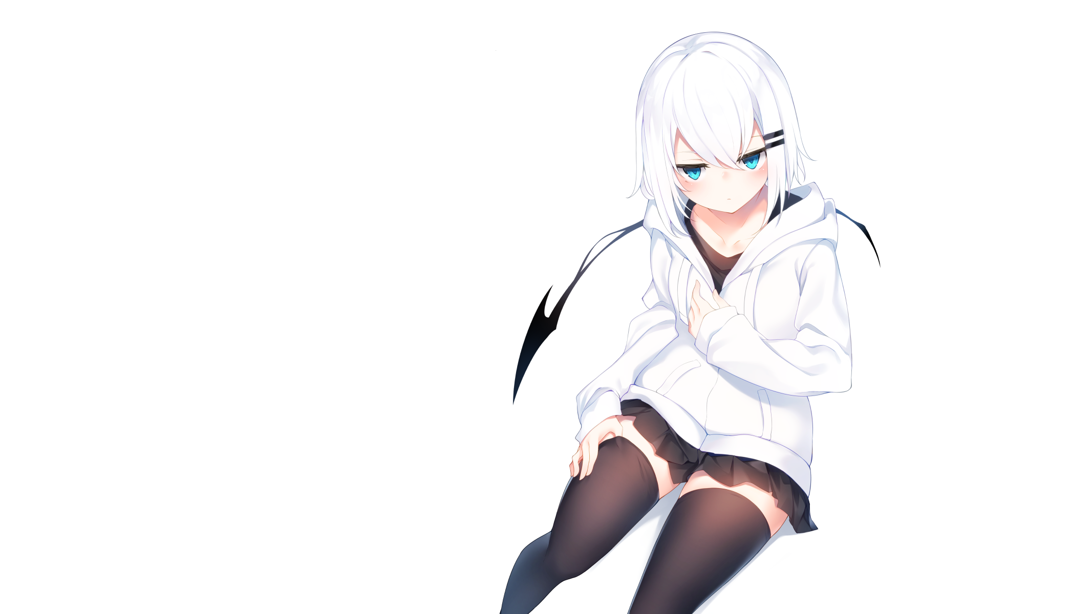 Ringo-chan in a white hoodie and thigh-highs HD Wallpaper
