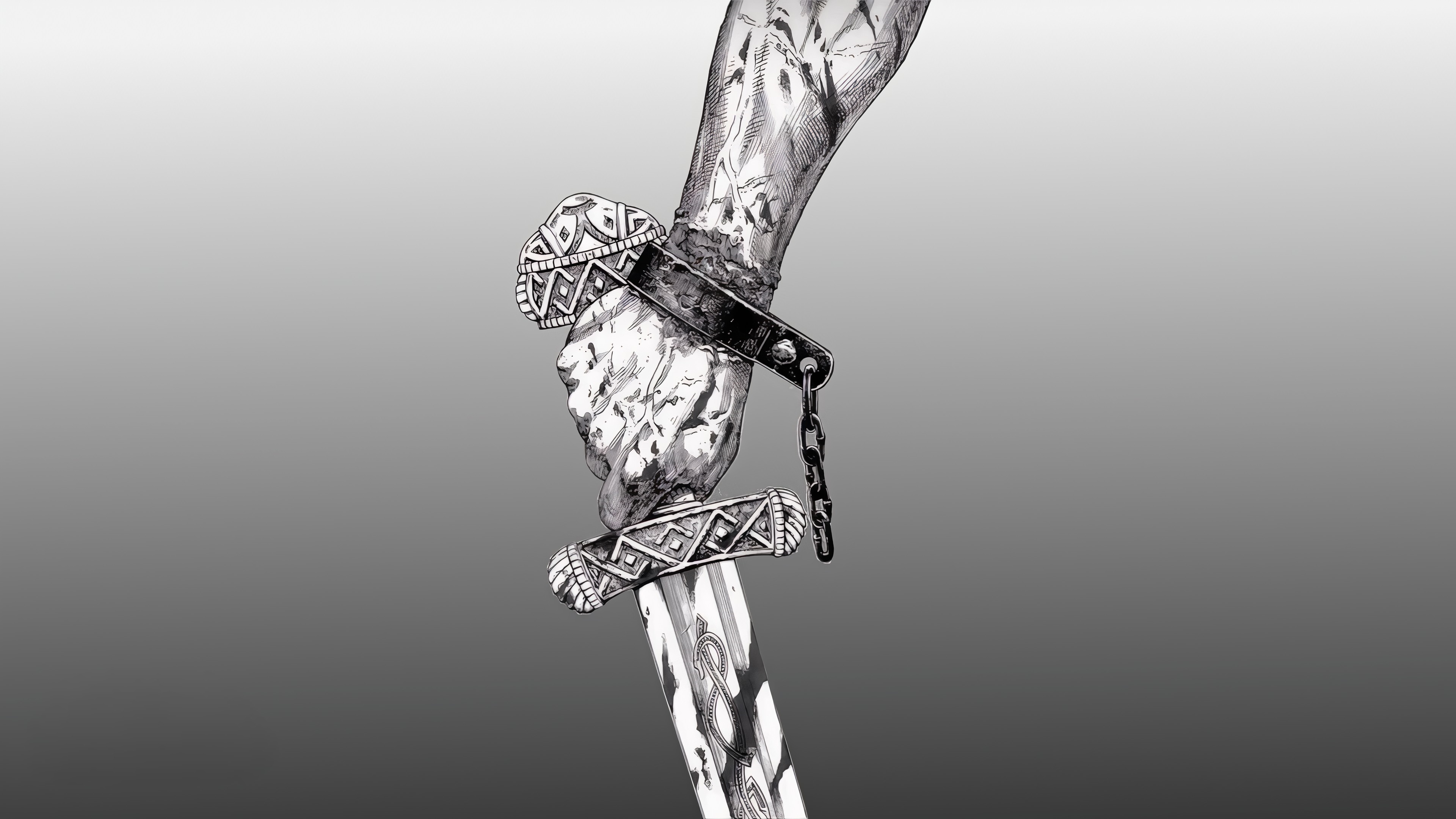 4K Vinland Saga Monochrome Manga Sword HD Wallpaper