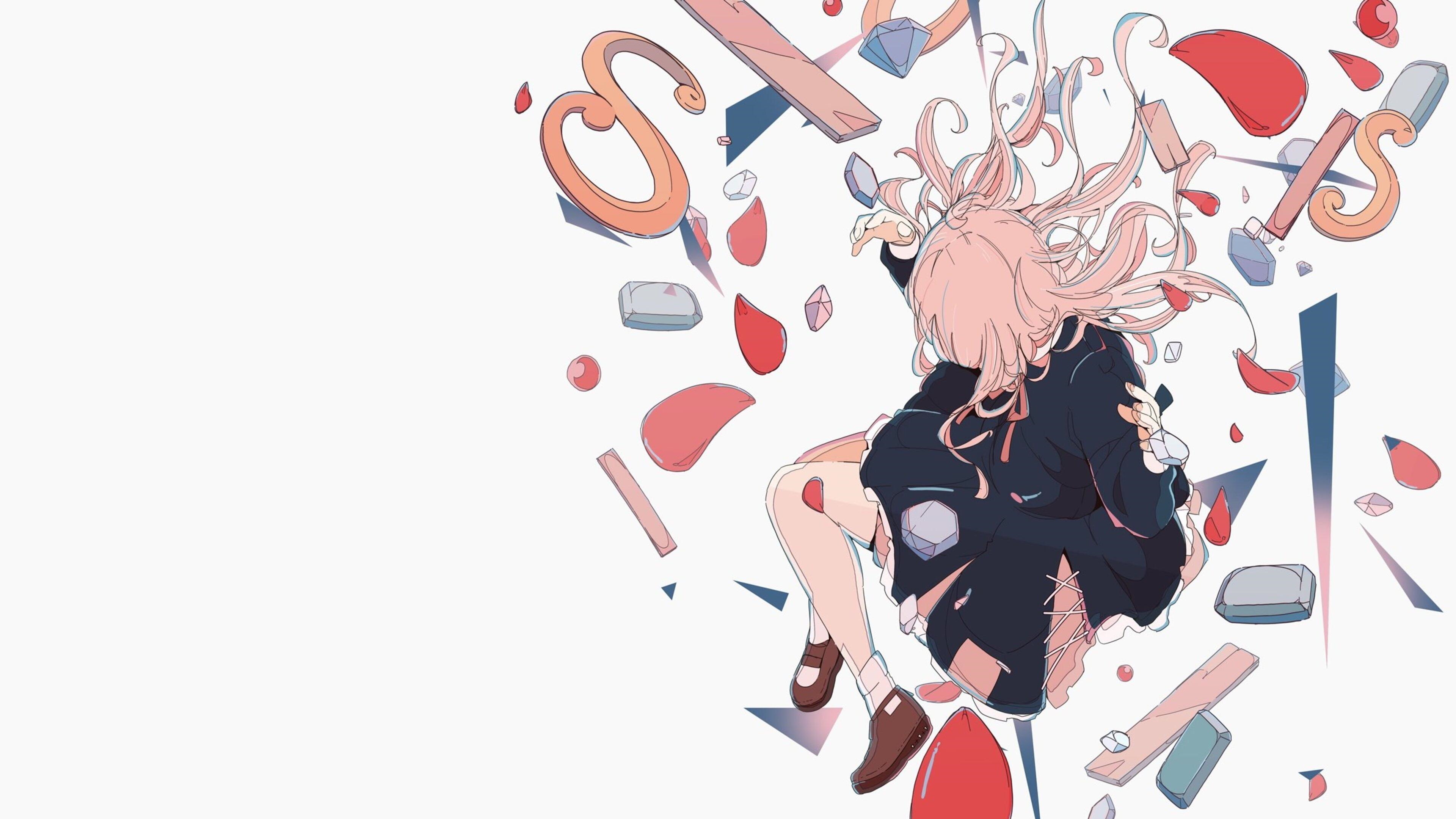 4K illustration of a girl with pink hair HD Wallpaper
