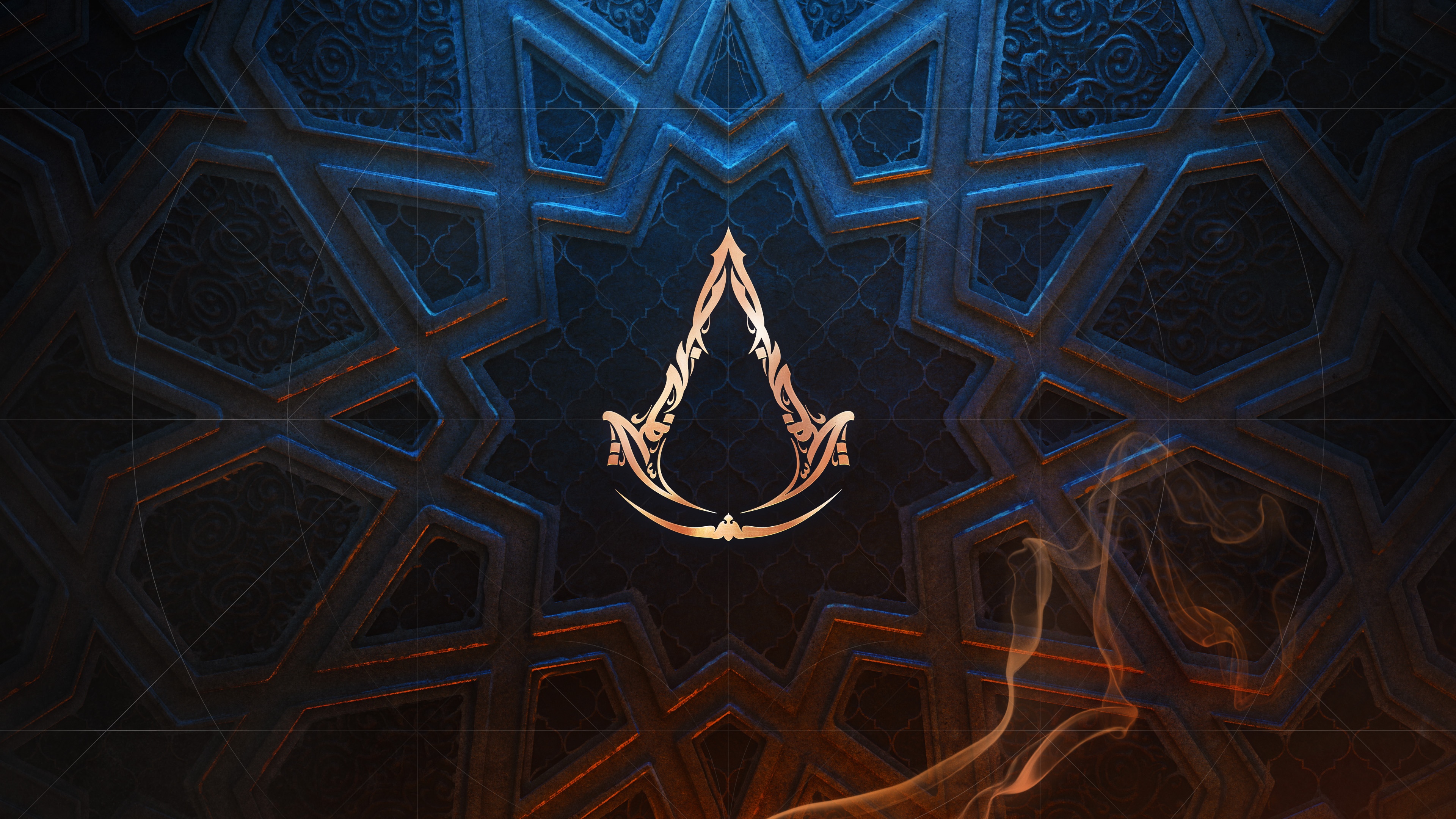 Assassin's Creed Mirage Logo on Ornate Background HD Wallpaper