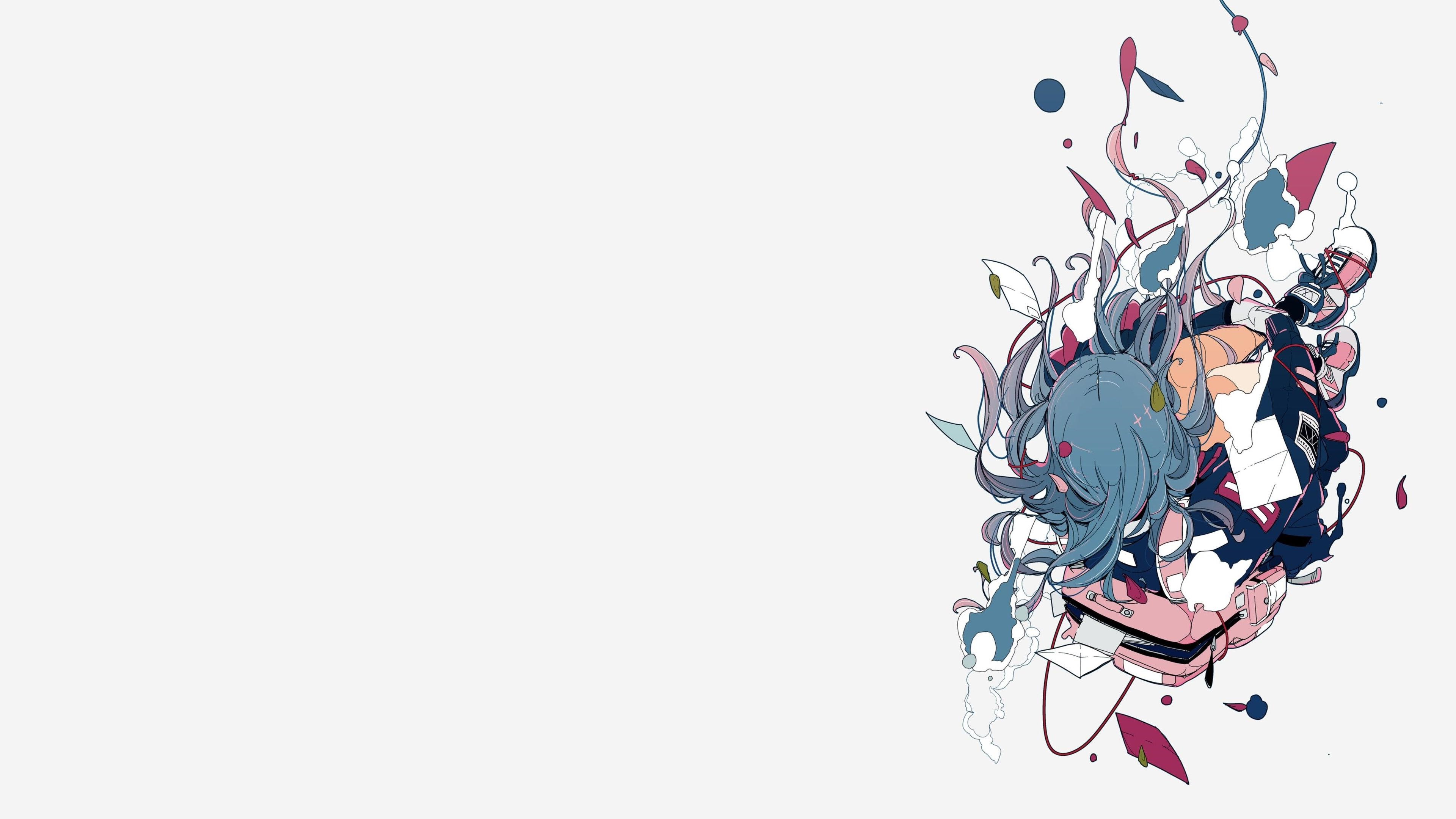 4K illustration of a girl with a backpack HD Wallpaper