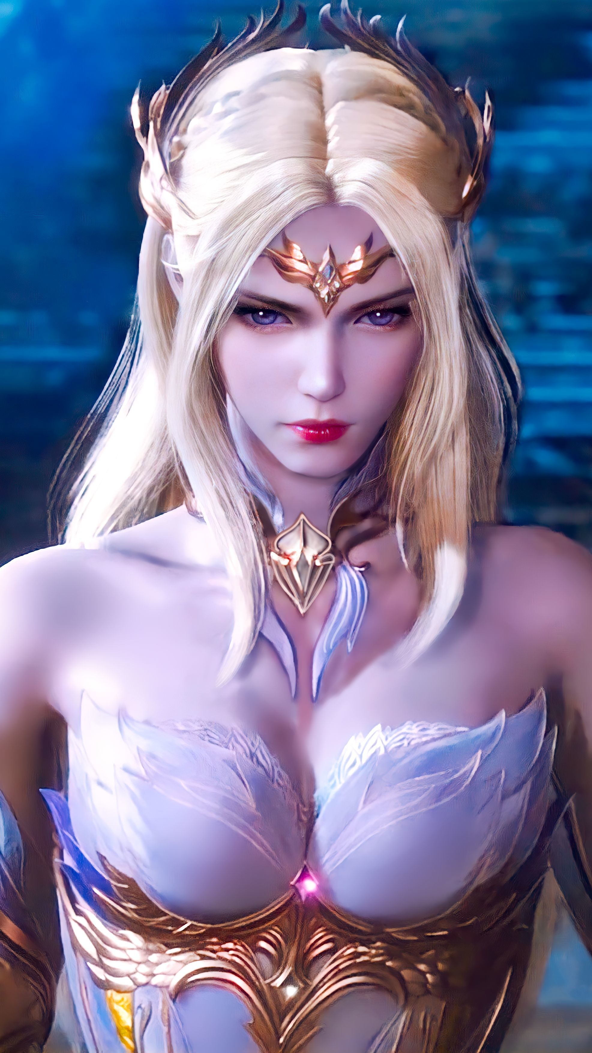 Douluo Dalu Queen with Blonde Hair and Crown HD Phone Wallpaper