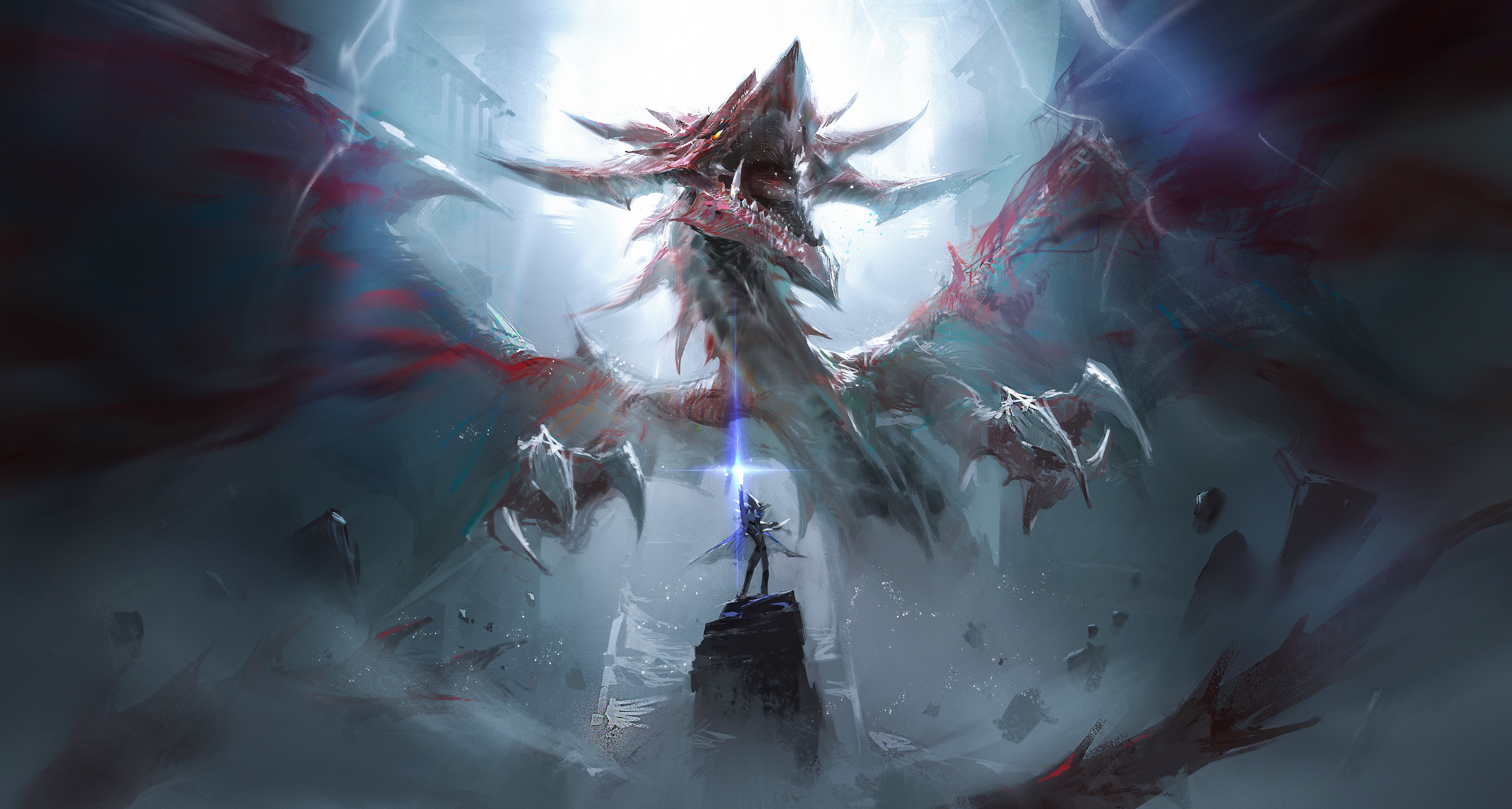 Slifer the Sky Dragon vs Yami Yugi HD Wallpaper