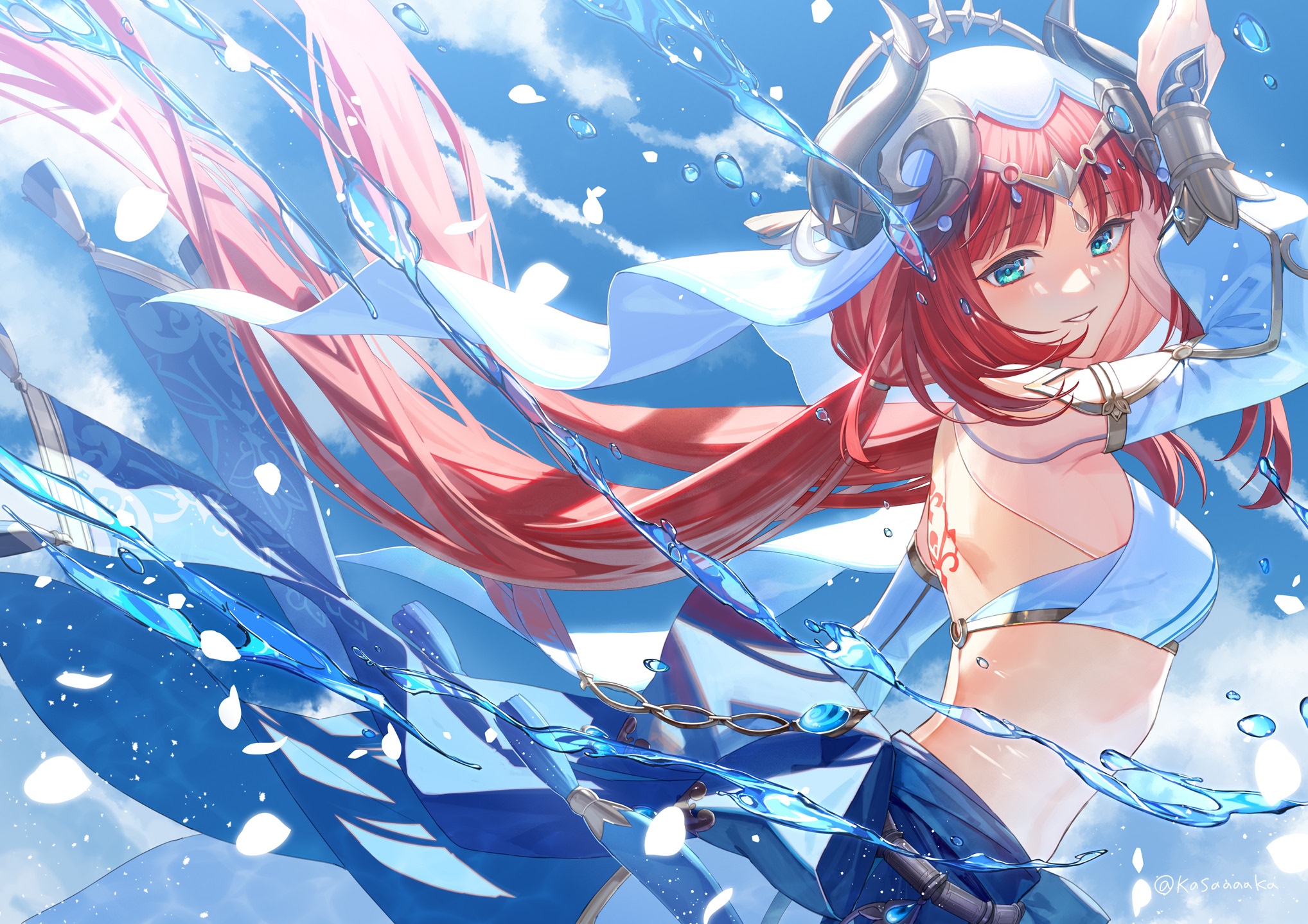 Nilou from Genshin Impact with water splashes HD Wallpaper