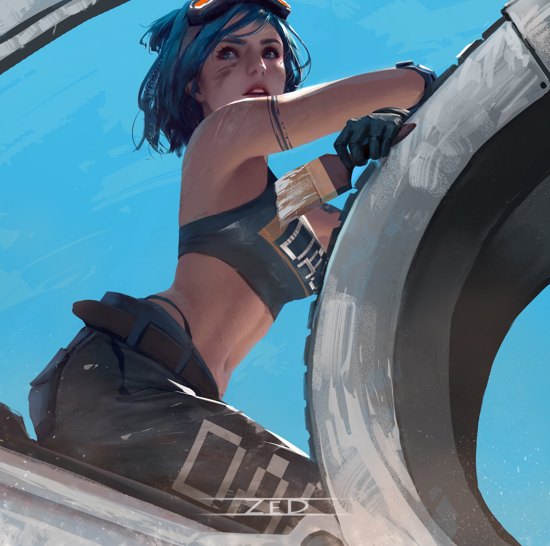 Trungbui's painting of a woman with blue hair HD Wallpaper