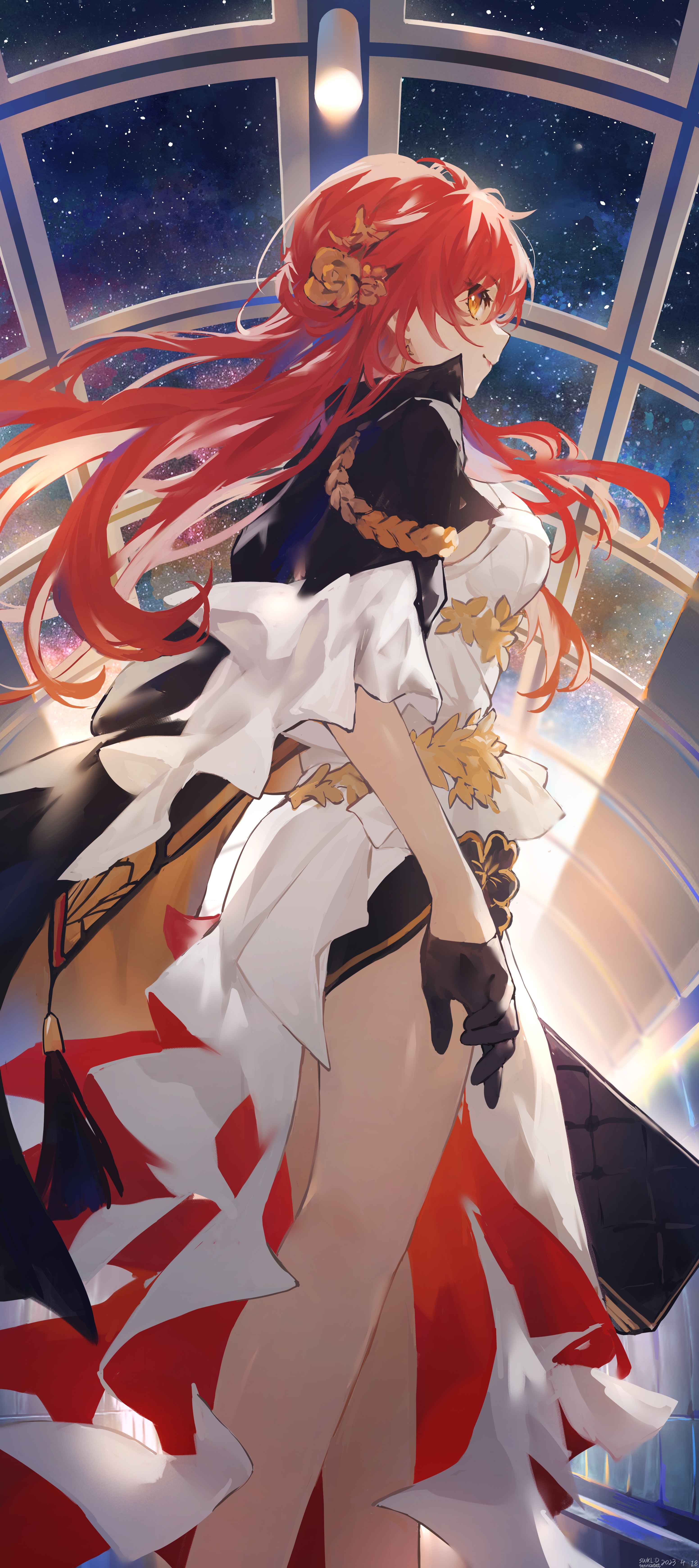 Murata Himeko from Honkai: Star Rail in a white dress HD Phone Wallpaper