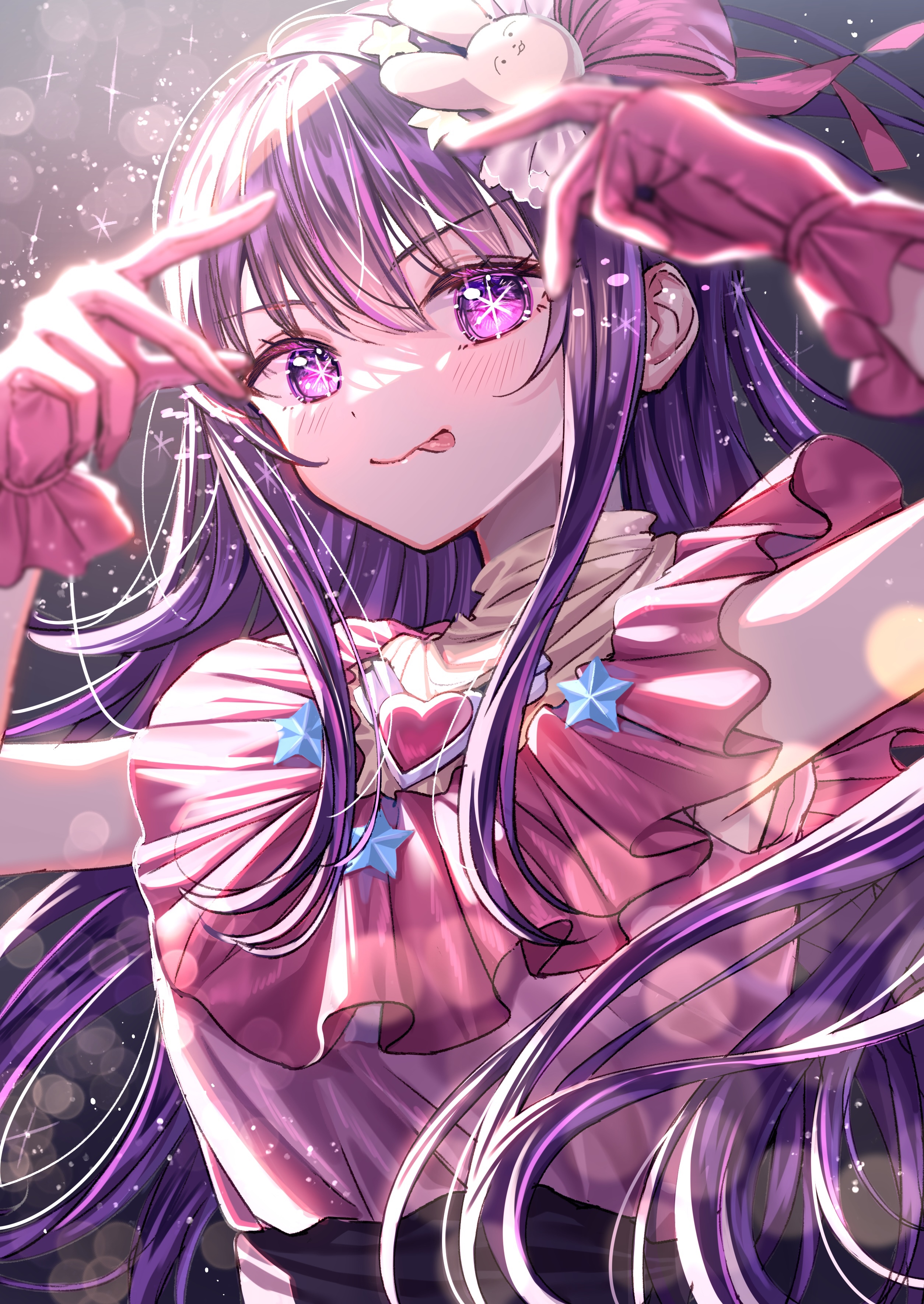 Hoshino Ai from Oshi no Ko with tongue out HD Phone Wallpaper