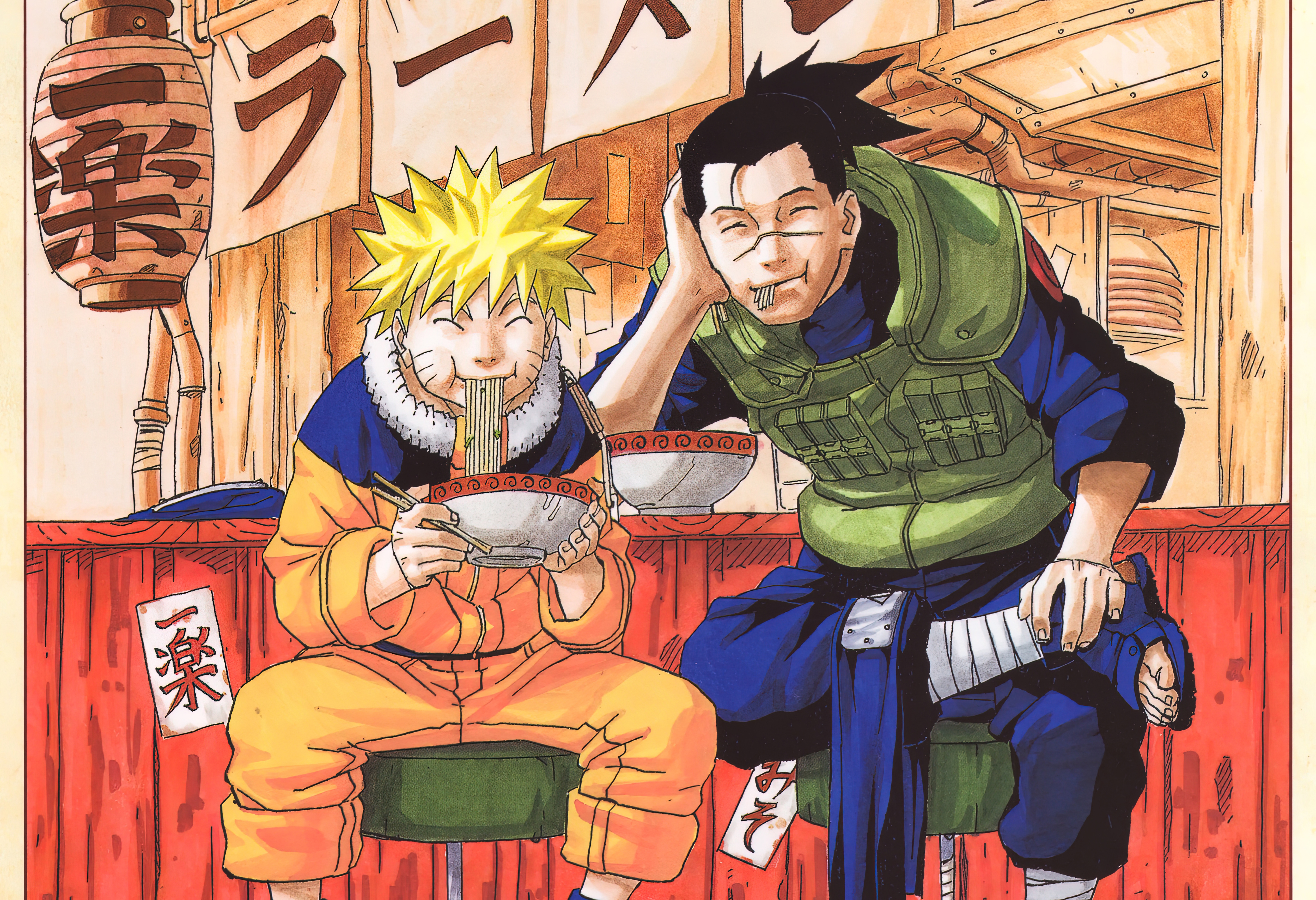 Naruto and Iruka Eating Noodles HD Wallpaper