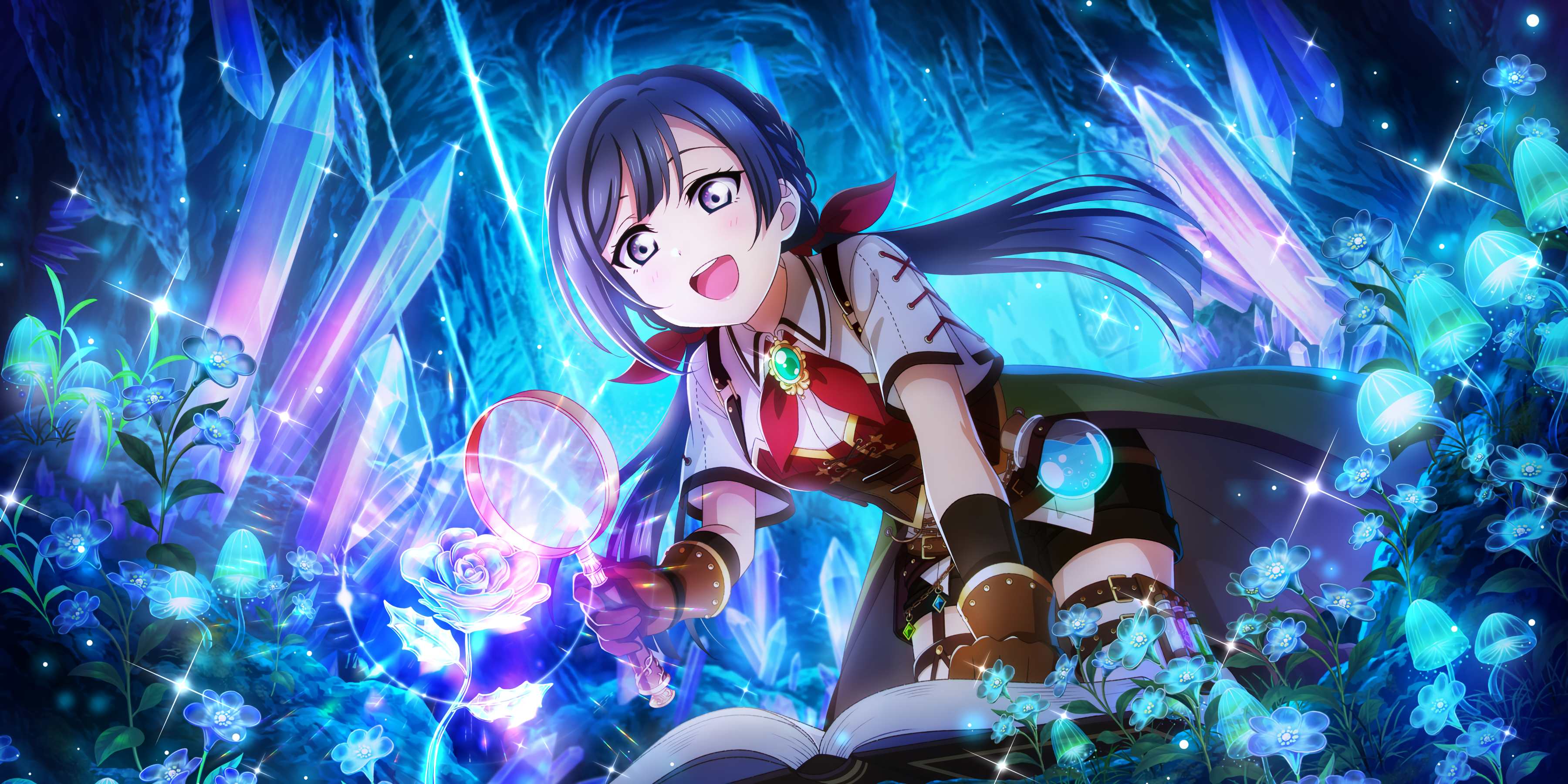 Yuki Setsuna with Magnifying Glass in Crystal Cave HD Wallpaper
