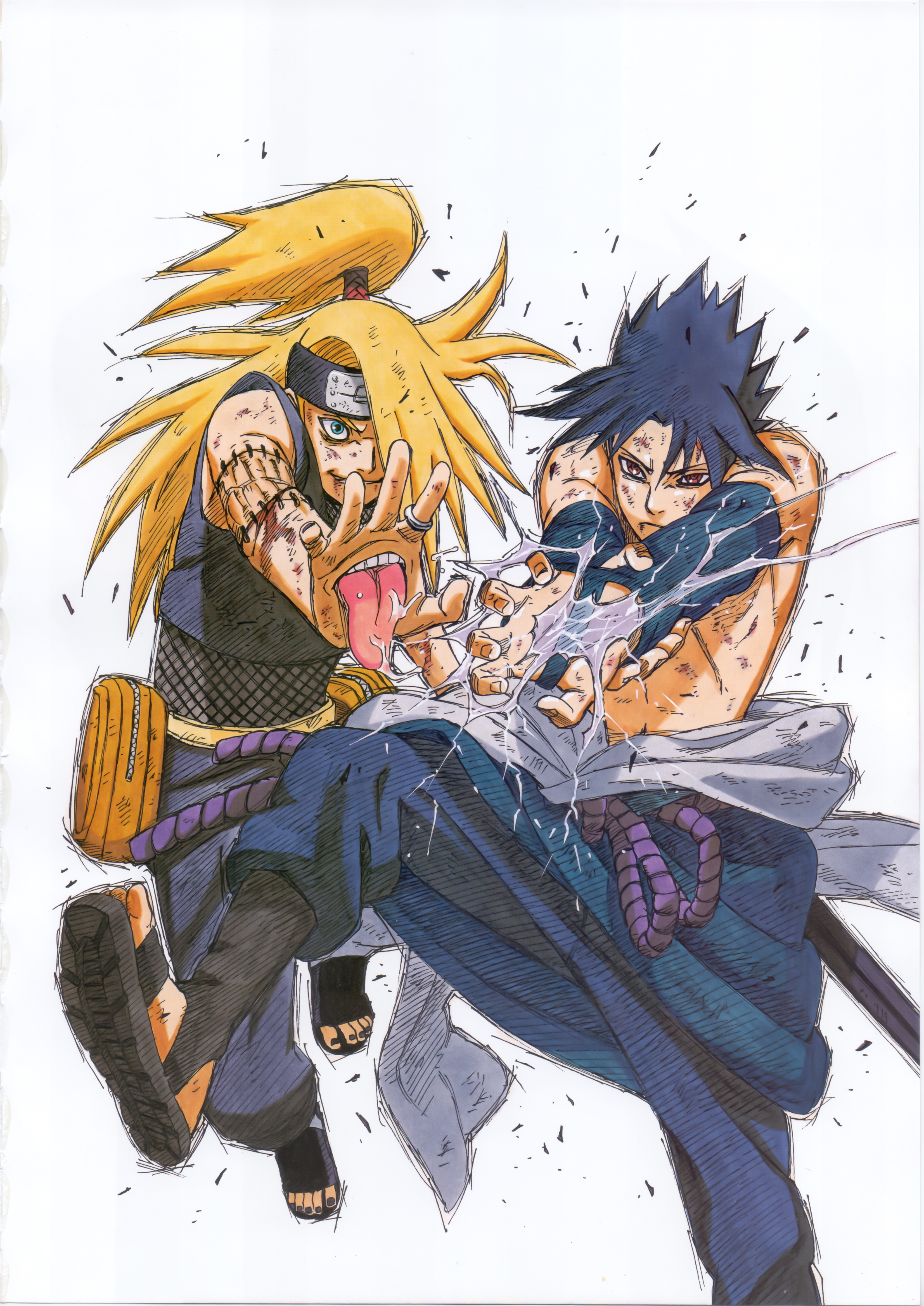 Sasuke and Deidara from Naruto clashing HD Phone Wallpaper